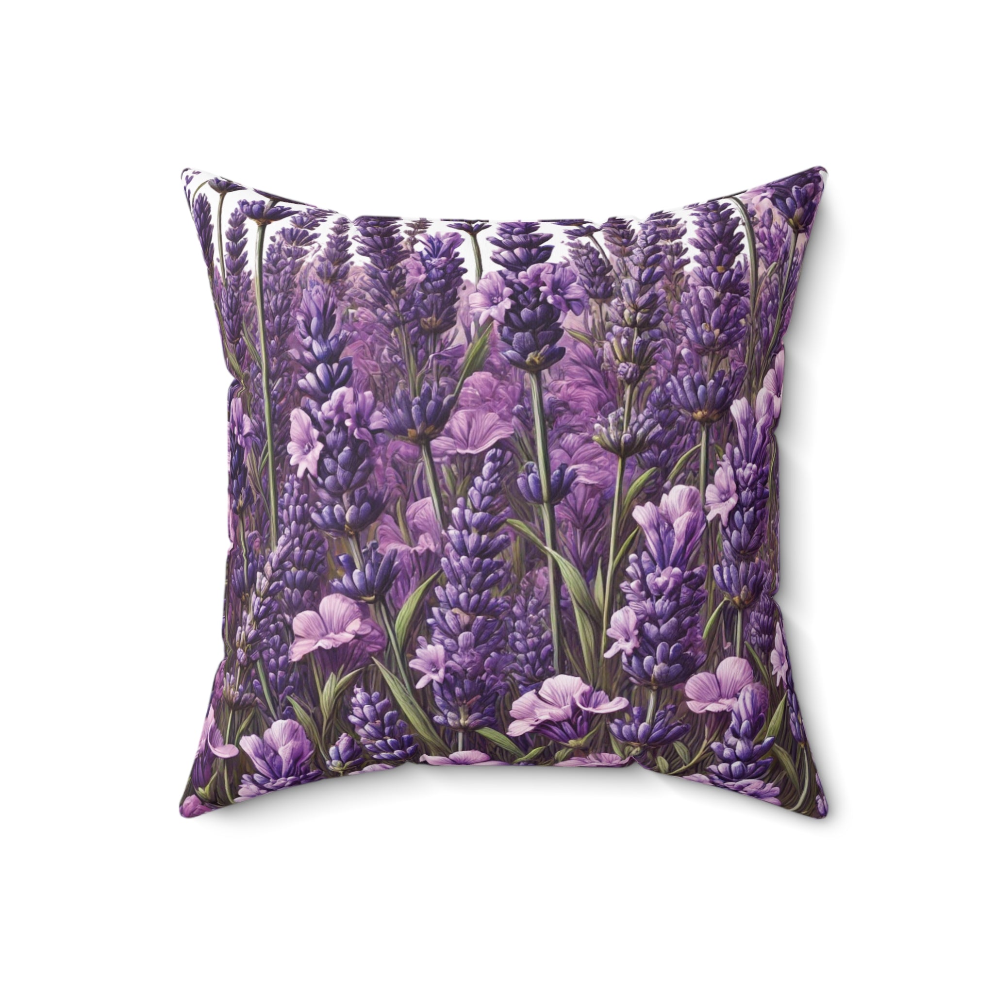 Lavender Bright Modern Wildflowers Decorative Pillow - Available in 16x16, 18x18, 20x20 - Vibrant Accent for Living Room, Bedroom, or Sofa Decor 100% Polyester with Double-Sided Print
