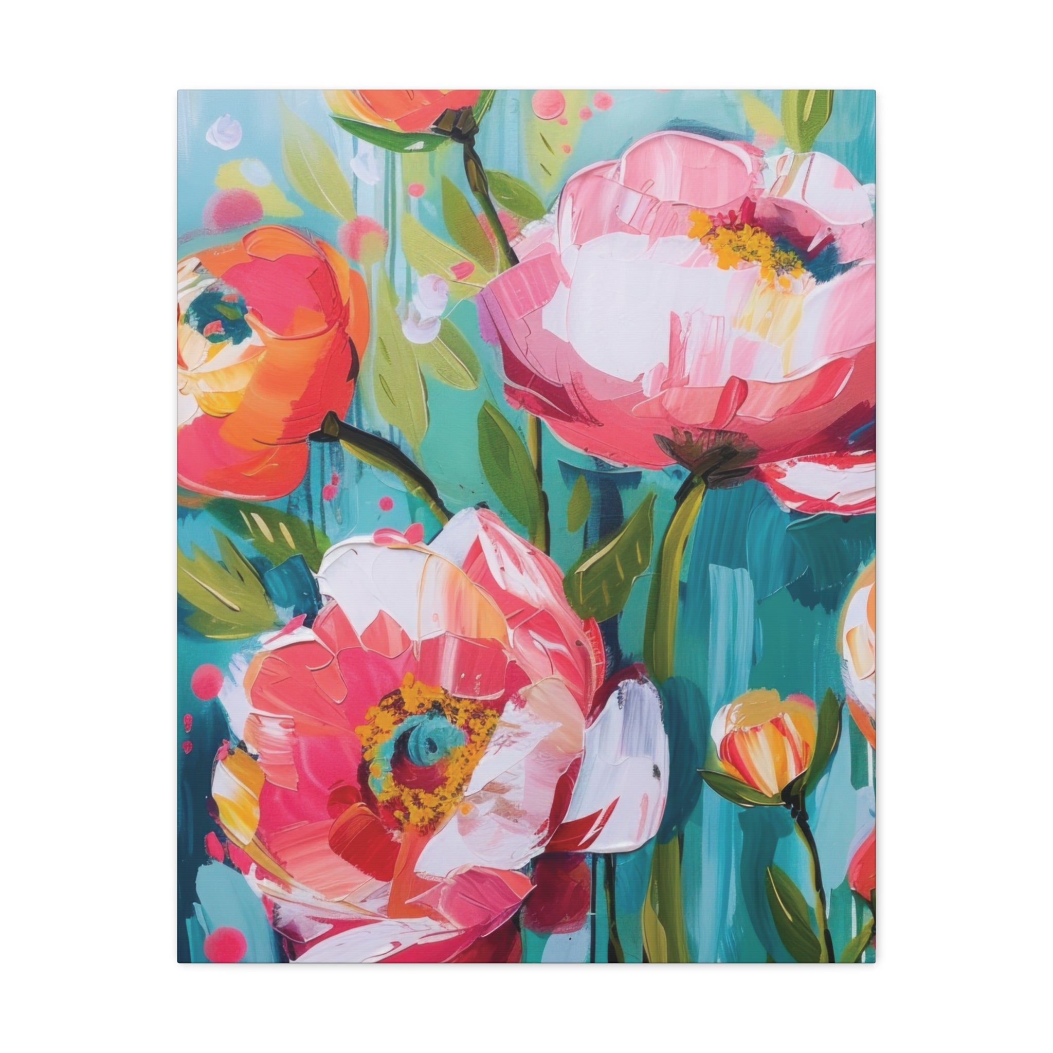Unique Boho Floral Wall Art Matte Canvas Stretched, Vibrant Botanical Design, Perfect for Living Room, Bedroom, or Office Decor, Adds a Stylish Touch to Any Space - MRSBYVALLE