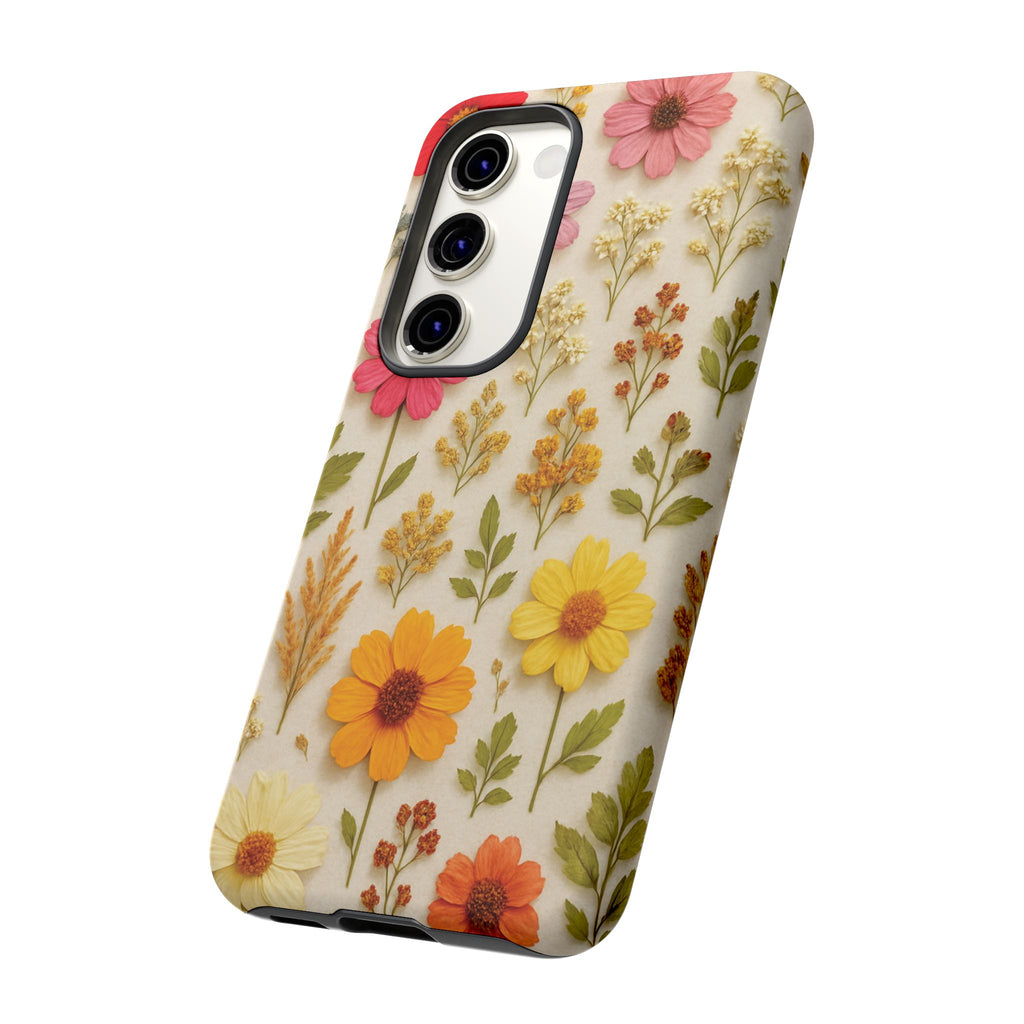 Dried Flowers Illusion Phone Case – Realistic Botanical Aesthetic, Colorful Pressed Floral Art, Trendy Nature-Inspired Protective Cover  iPhone & Samsung Models