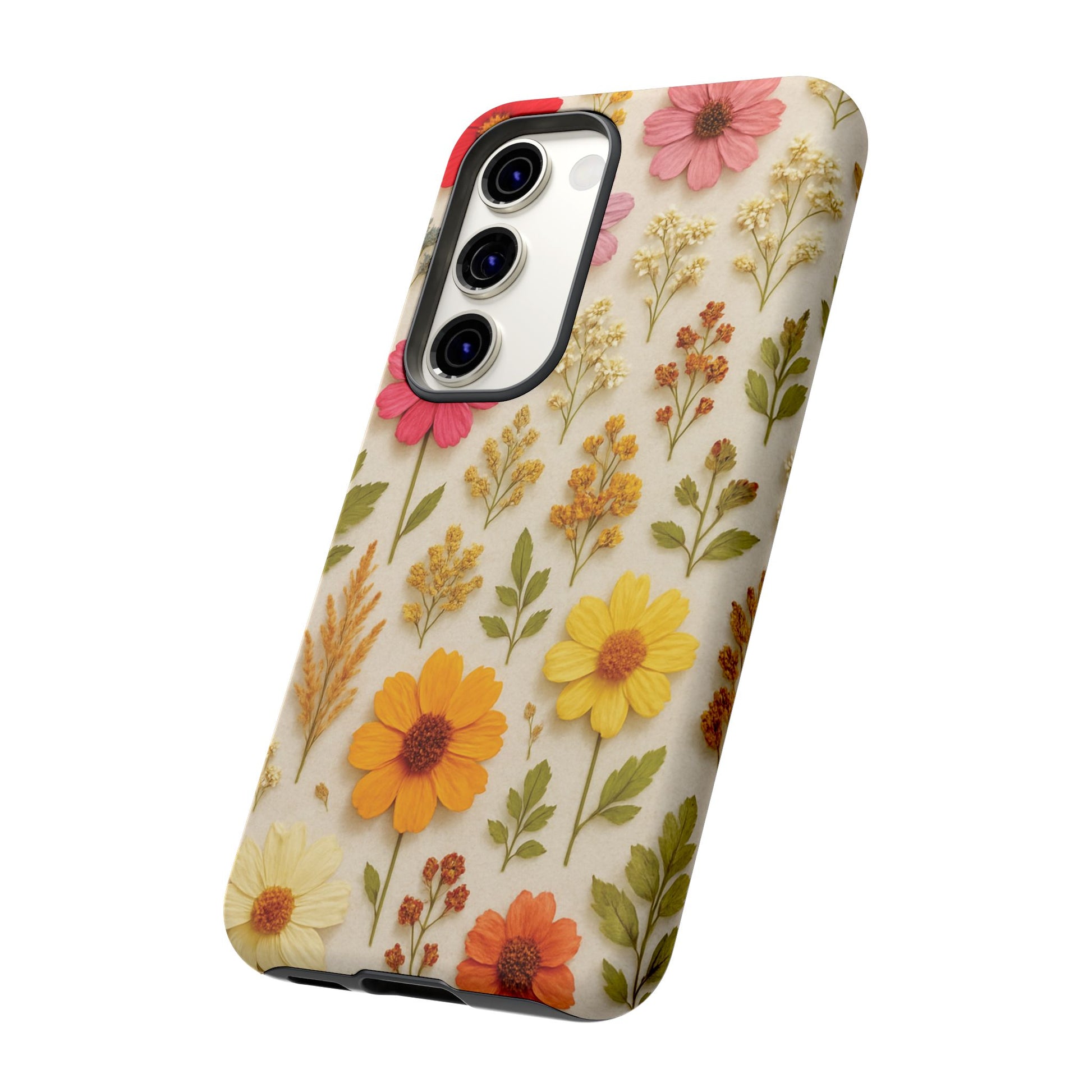 Dried Flowers Illusion Phone Case – Realistic Botanical Aesthetic, Colorful Pressed Floral Art, Trendy Nature-Inspired Protective Cover  iPhone & Samsung Models