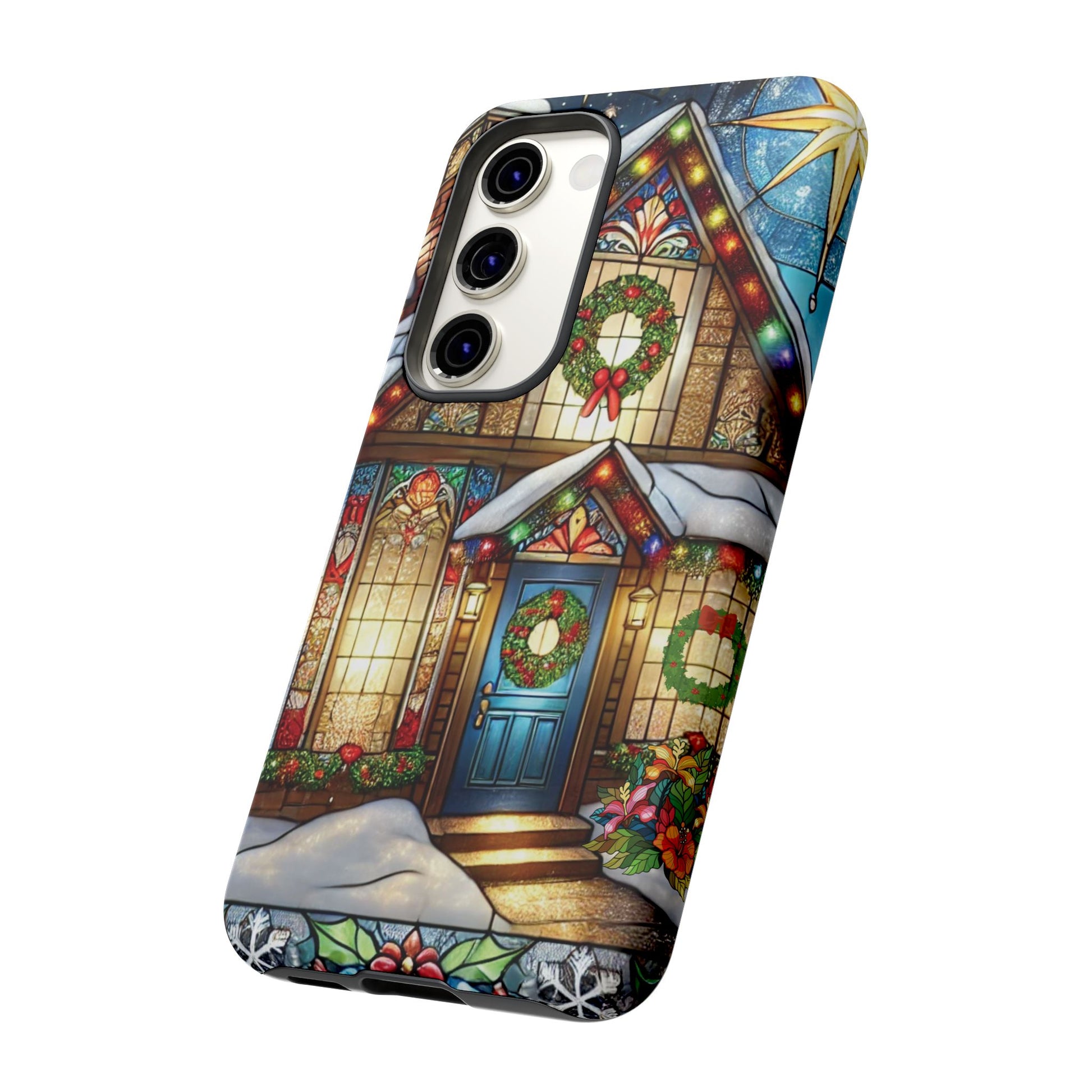 Stain Glass Christmas Phone Case Unique Holiday Protection for Your Device | Stylish & Durable Cover Gift for Her Phone 15, Samsung iPhone Samsung Accessory Gift for Her