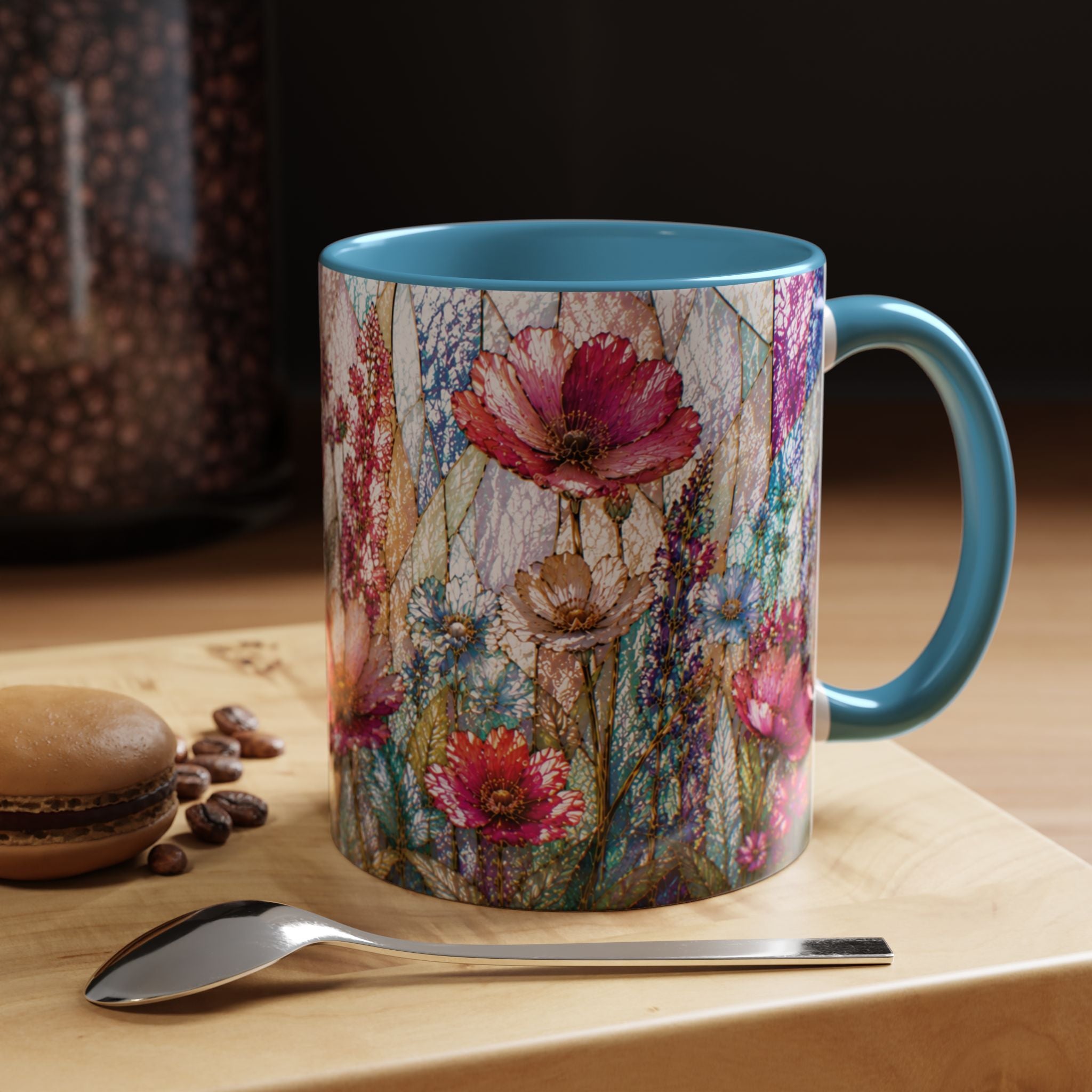 Wildflower Watercolor Coffee Mug Vibrant Wildflower Accent 11/15oz Stain Glass Illusion