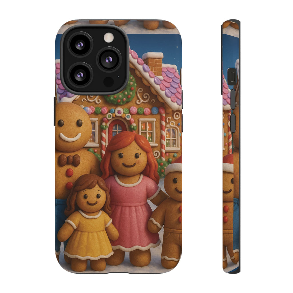Coque de téléphone esthétique Famille en Pain d'Épices – Design d'inspiration vintage sur le thème de Noël – Étui stylé pour modèles iPhone et Samsung Galaxy