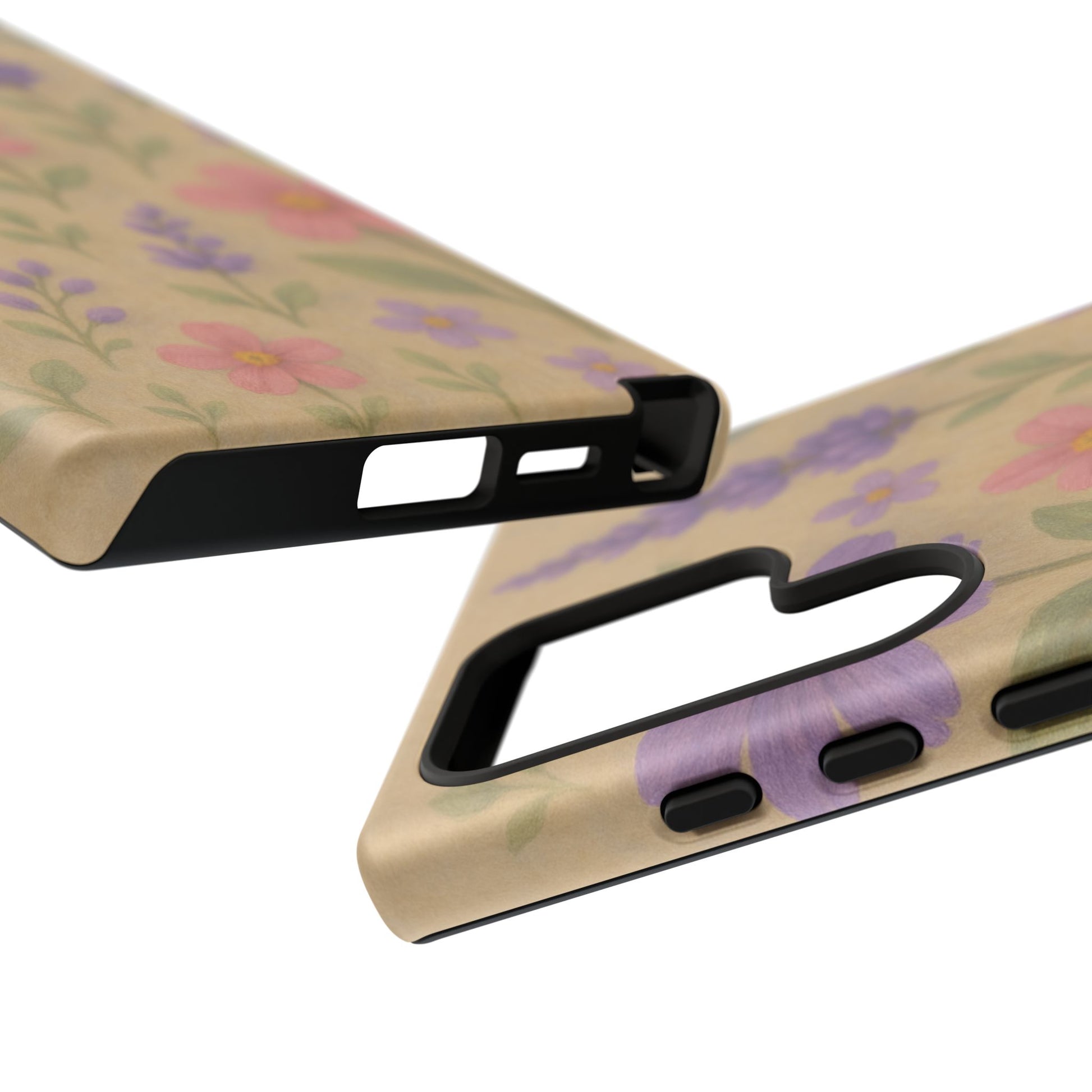 3D Illusion Wildflower Phone Case Cute Pastel Floral Design in Lavender, Pink, Mint Green – Aesthetic Protective Case for iPhone and  Android