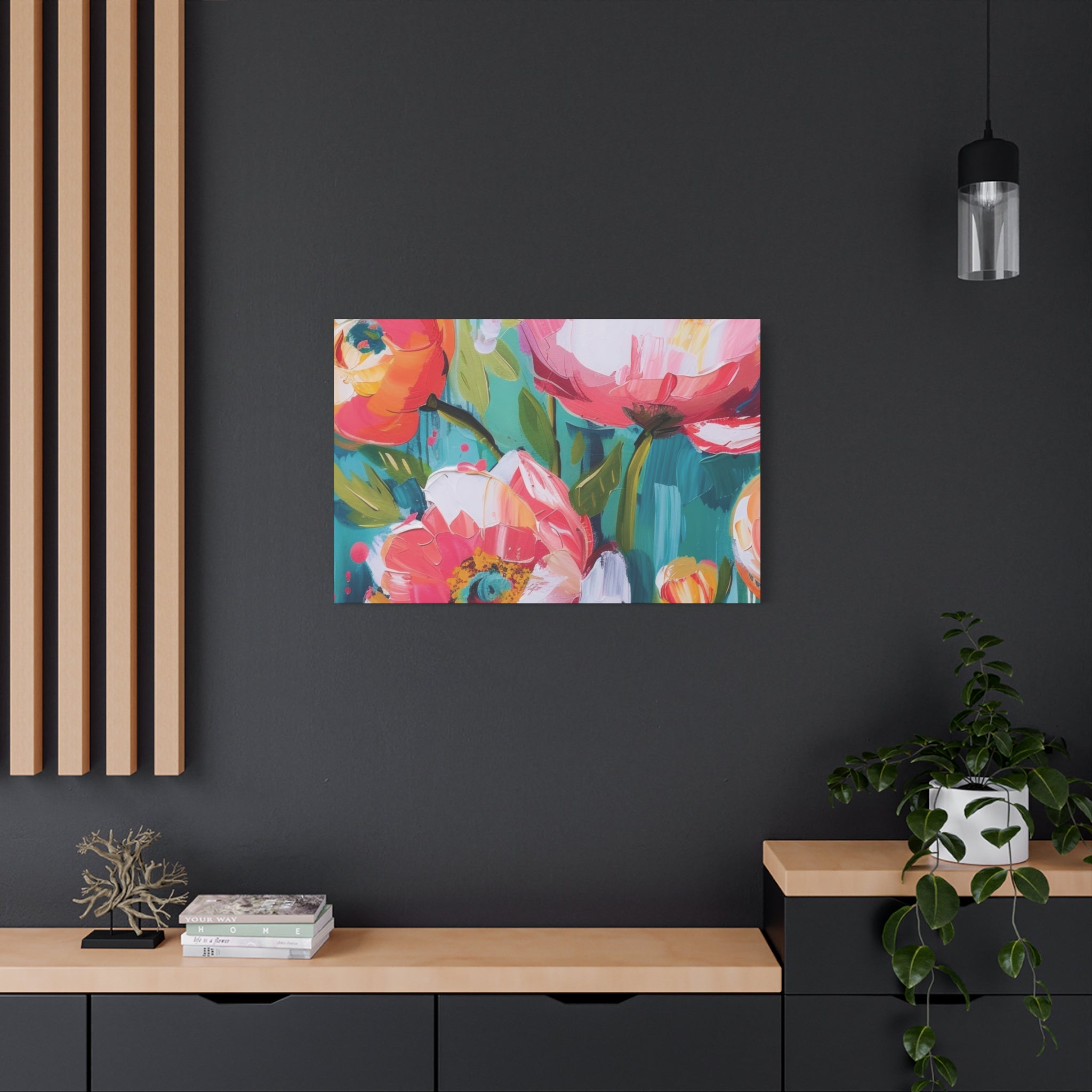 Unique Boho Floral Wall Art Matte Canvas Stretched, Vibrant Botanical Design, Perfect for Living Room, Bedroom, or Office Decor, Adds a Stylish Touch to Any Space - MRSBYVALLE