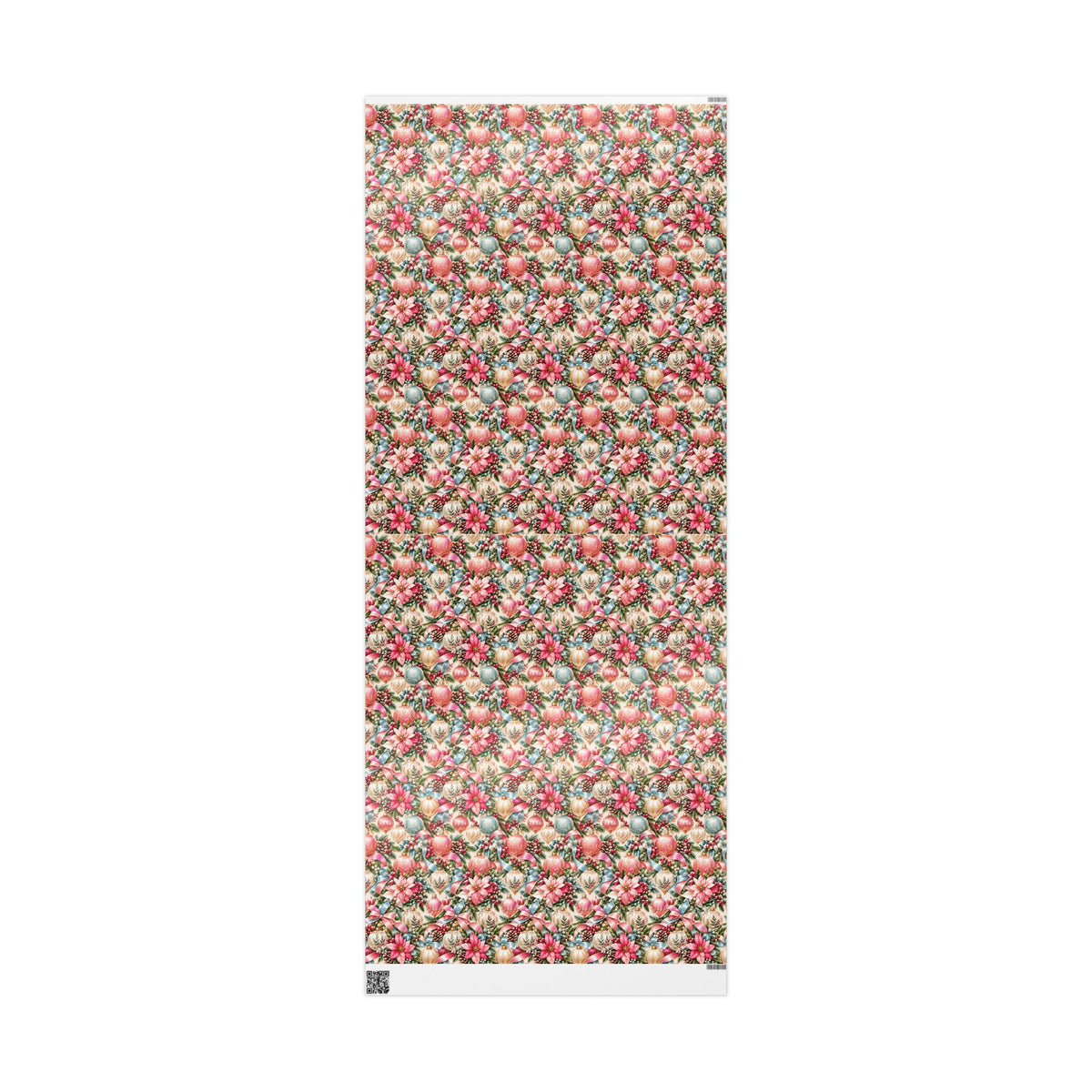 Pink Vintage Christmas Ornament Wrapping Paper