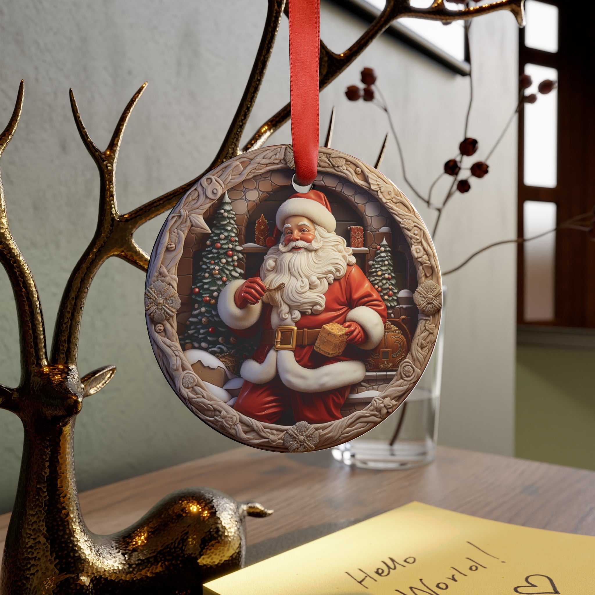 3D Illusion Christmas Santa Claus Acrylic Ornament with Ribbon Festive and Unique Holiday Decoration Durable Holiday Keepsake | Ideal for Tree Trimming and Gift Giving - MRSBYVALLE