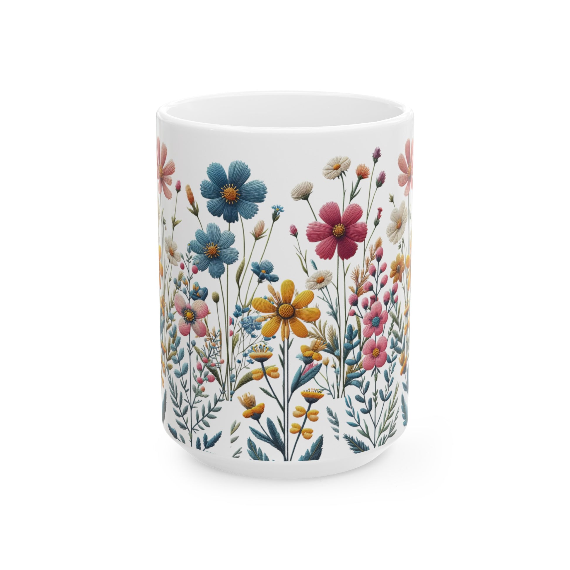 Boho Wildflower Coffee Ceramic Mugs – Perfect for Your Morning Brew | 11 oz & 15 oz Sizes Floral Mug for Tea, Cocoa, and More Unique Bohemian Design Gift for Nature Lovers - MRSBYVALLE