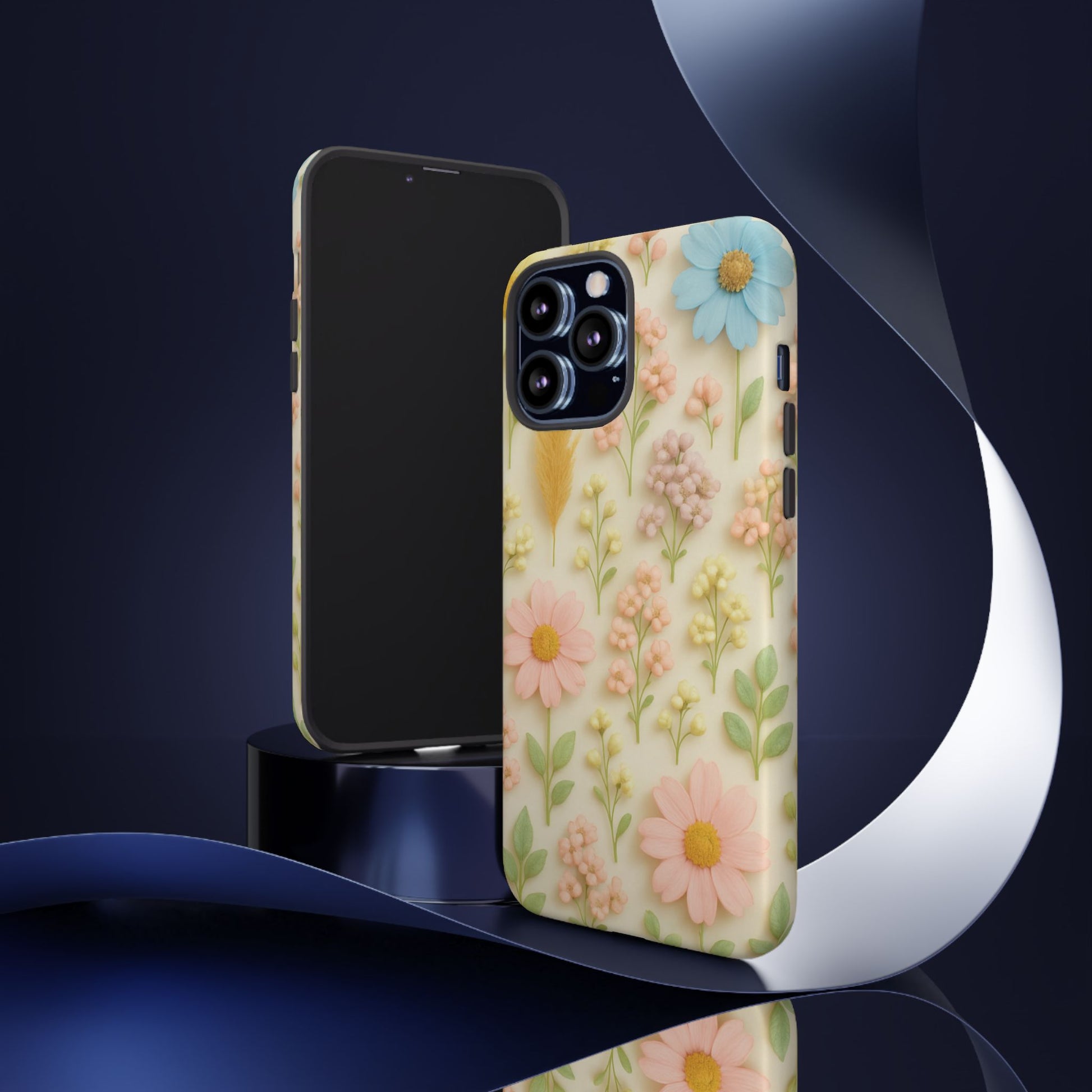 Pastel Dried Flowers Illusion Phone Case 3D Realistic Pressed Floral Design, Bright Botanical Aesthetic, Soft Nature-Inspired CoveriPhone & Galaxy