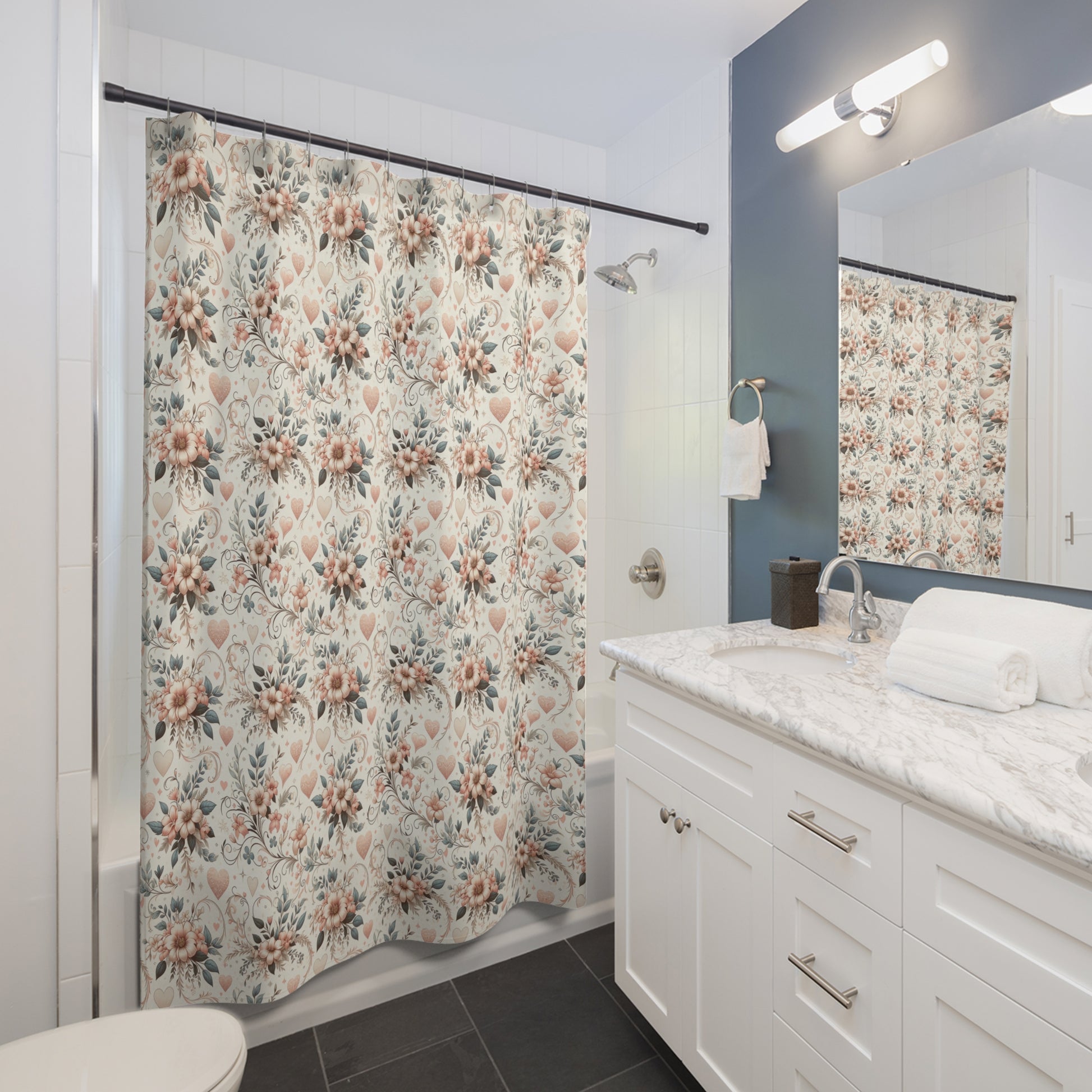 Wildflowers Pastel Shower Curtain 3D Floral Illusion Shower Curtain Elegant Modern Bathroom Decor, Luxurious Home Bathroom Decor Perfect Home 71x74 Housewarming New House Gift Newlywed Wedding Gift.