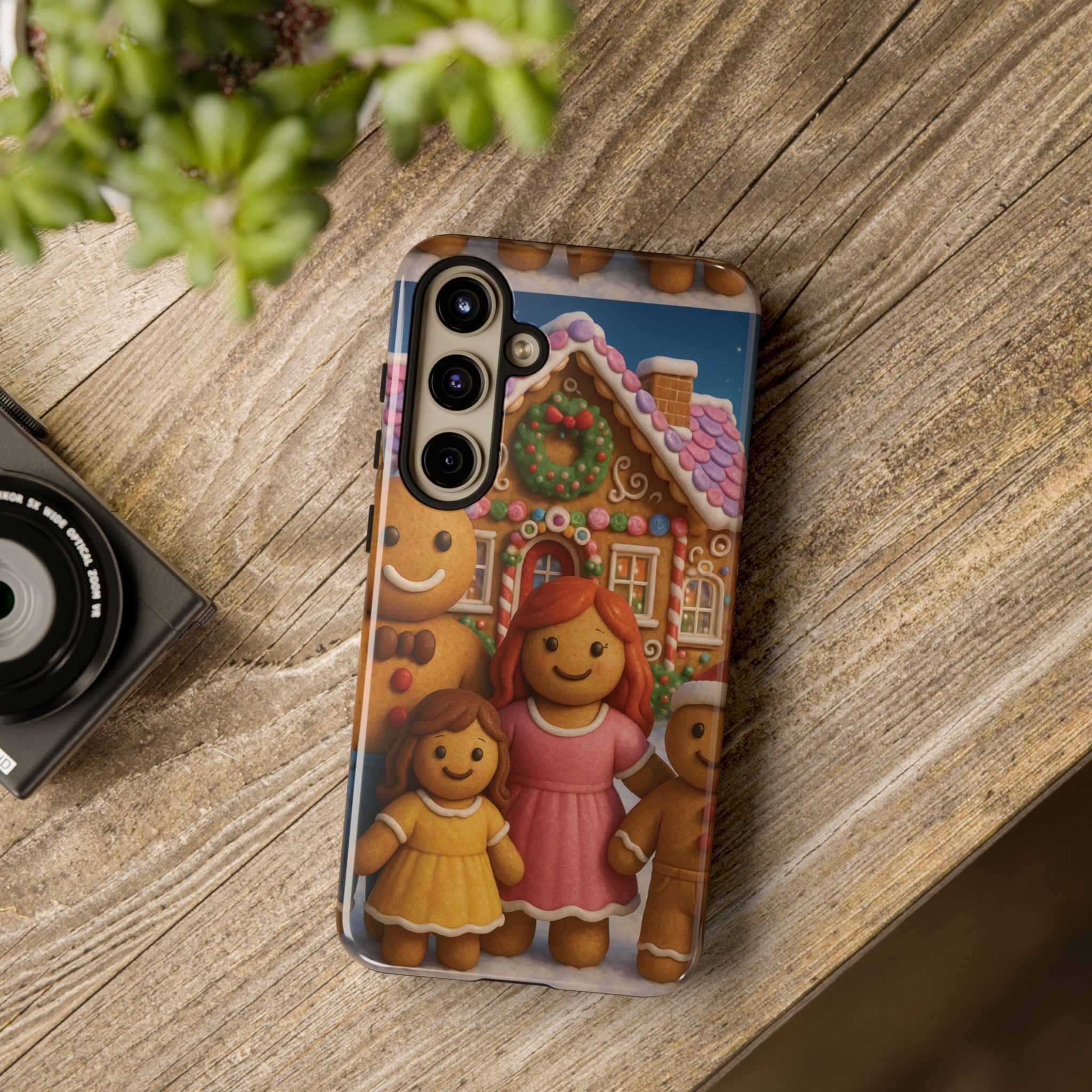 Coque de téléphone esthétique Famille en Pain d'Épices – Design d'inspiration vintage sur le thème de Noël – Étui stylé pour modèles iPhone et Samsung Galaxy