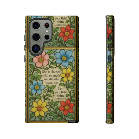 Pastel Floral Stained Glass Bible Verse Phone Case Christian Affirmation, Soft Faith Design, iPhone Samsung Google, Inspirational Gift for HerGift for Christians