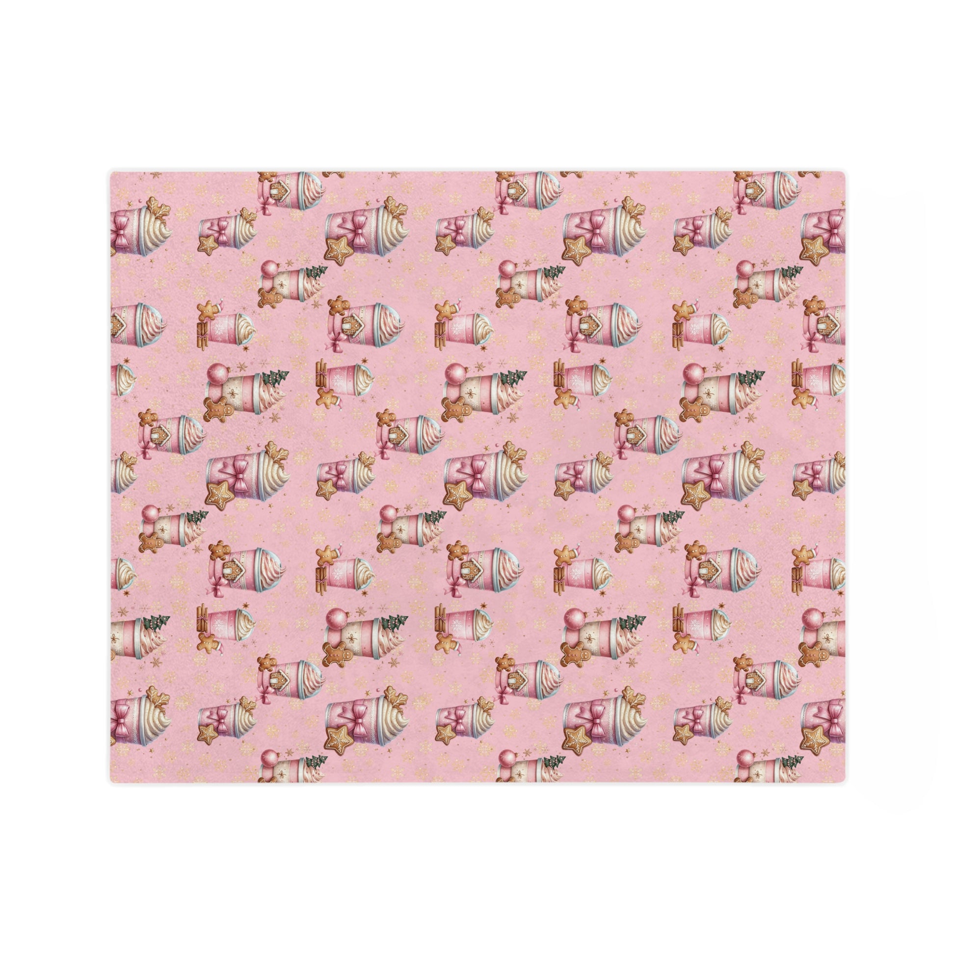 Cozy Christmas Pink Gingerbread People with Coffee Minky Blanket Soft, Festive, and Perfect for Holiday Snuggles and Gifting Housewarming Gift Throw - MRSBYVALLE