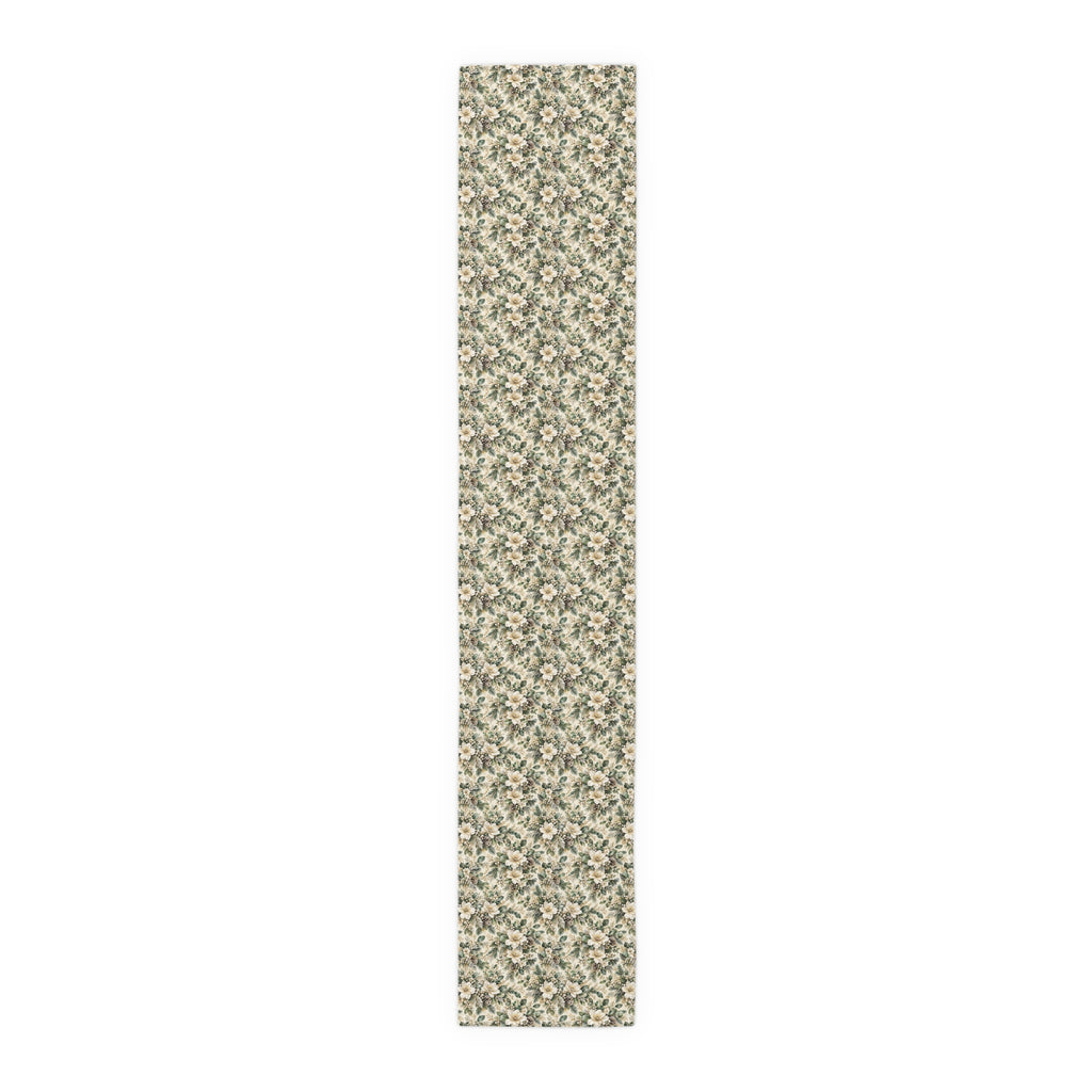 Sage Green & Champagne Floral Table Runner
