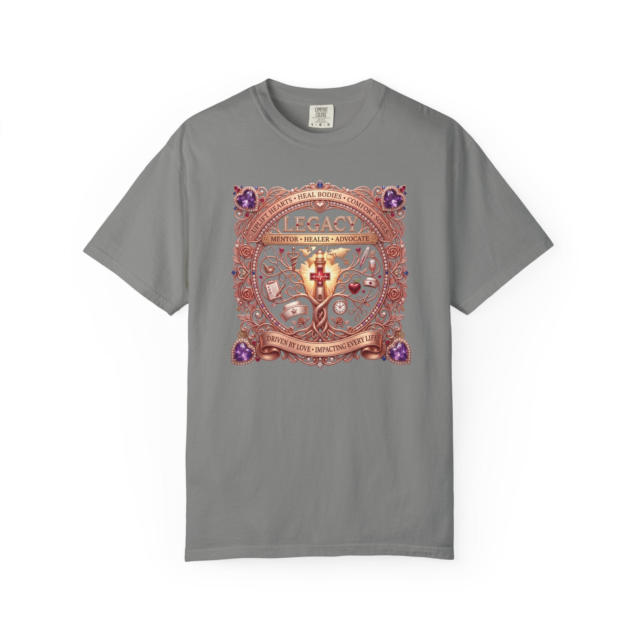 Nurse: Uplift Hearts, Heal Bodies, Comfort Souls Comfort Colors® T-Shirt | Mentor, Healer, Advocate, Legacy Gift for Her