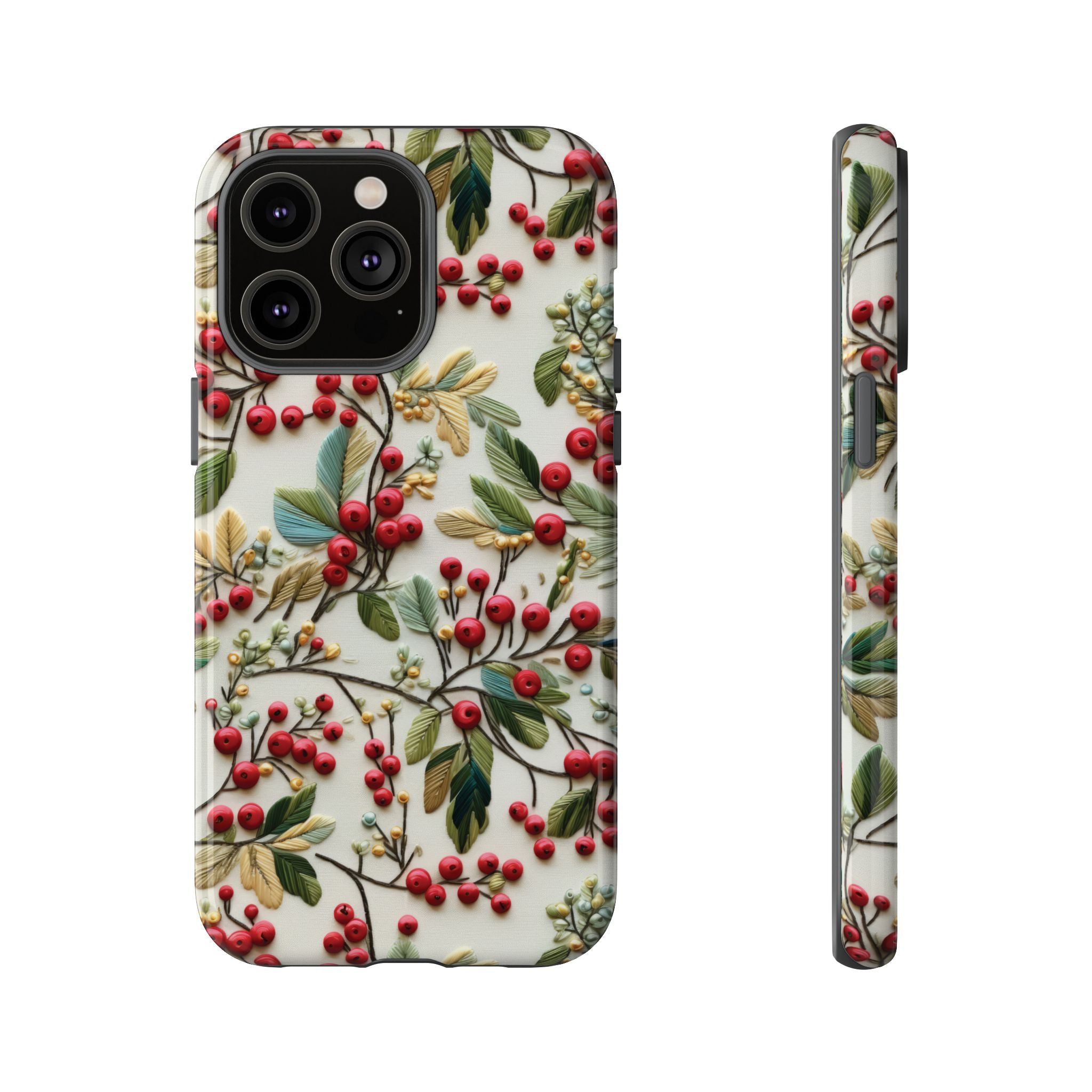 Holly Christmas Wildflowers Boho Chic Design Phone Case - Stylish, Protective Cover for All Models Gift for Mom Accessory Gift for Her