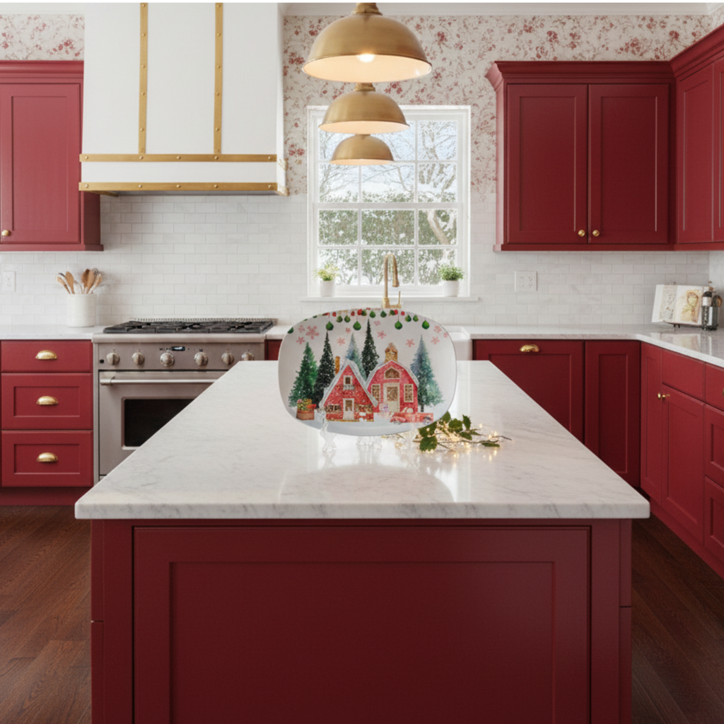 Classic Vintage Snowman Christmas Platter | 10x14 Winter Holiday Serving Dish