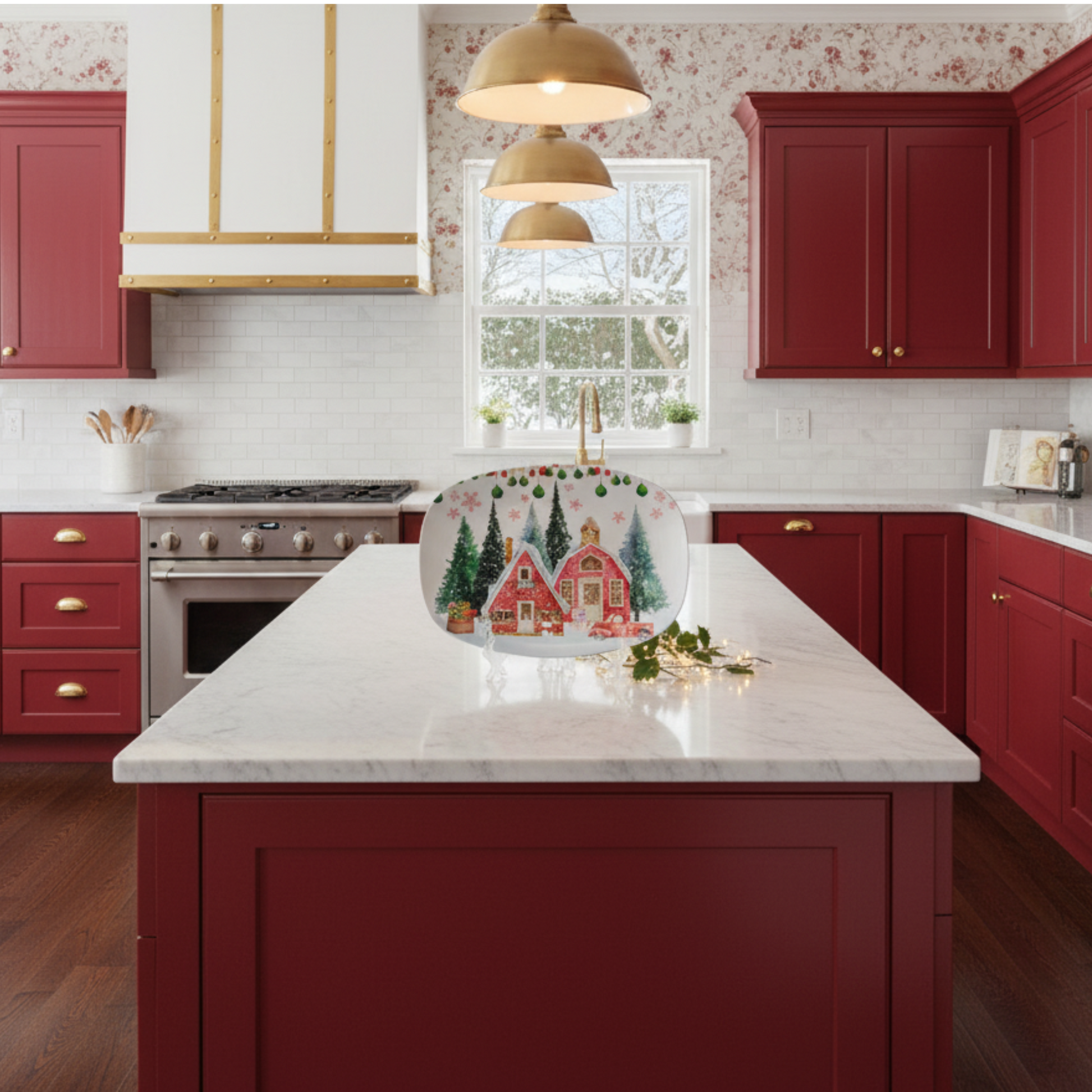 Classic Vintage Snowman Christmas Platter | 10x14 Winter Holiday Serving Dish