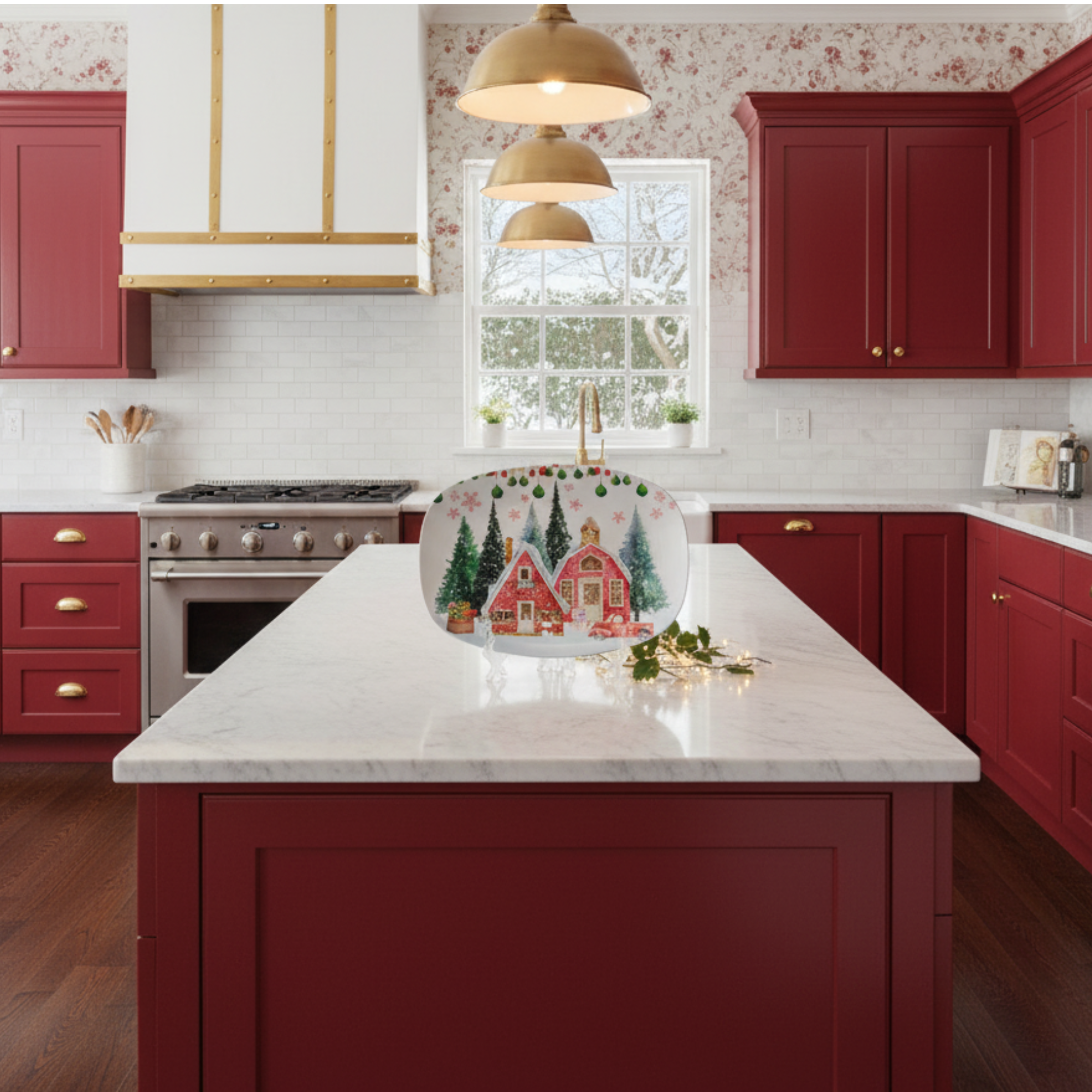 Classic Vintage Snowman Christmas Platter | 10x14 Winter Holiday Serving Dish