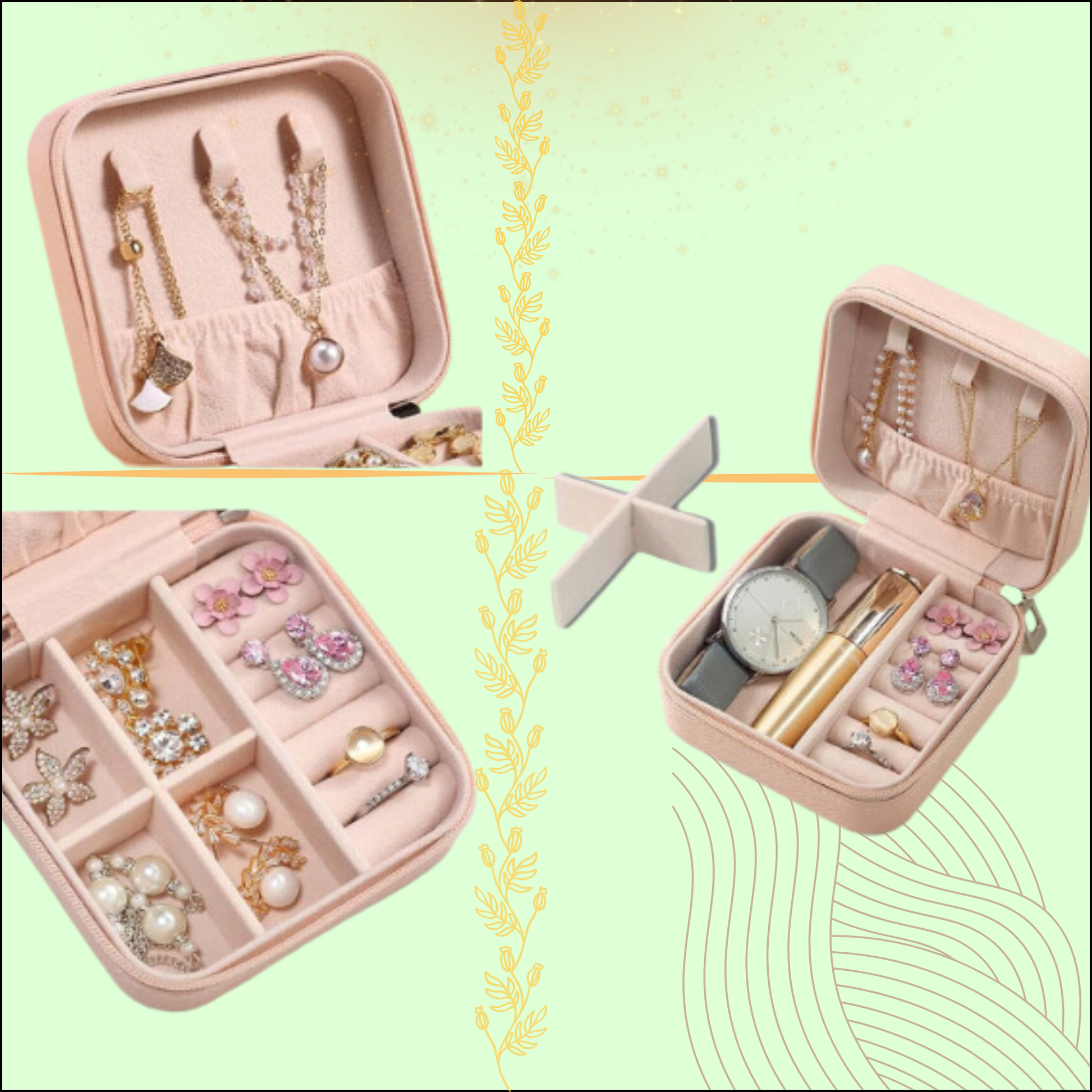 Birth Flower and Name Custom Laser-Engraved Travel Jewelry Box - Compact Square Earring Organizer, Ideal Bridesmaid Gifts for Sister or Friend - MRSBYVALLE