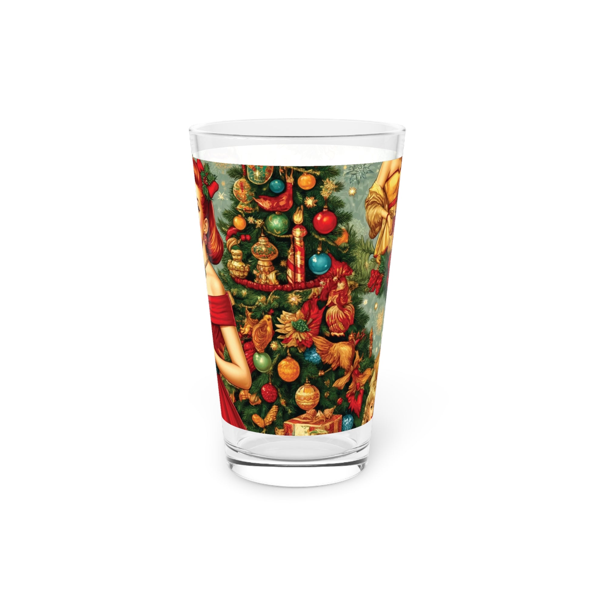 Retro Radiance: 16 oz Pint Glass Featuring 50s Franciscan Diamond Starburst Kitsch Christmas Card Art Party Drinkware, Cocktail Glass Housewarming Perfect Gift Party Drinkware, Cocktail, Wedding Perfect for Parties - MRSBYVALLE