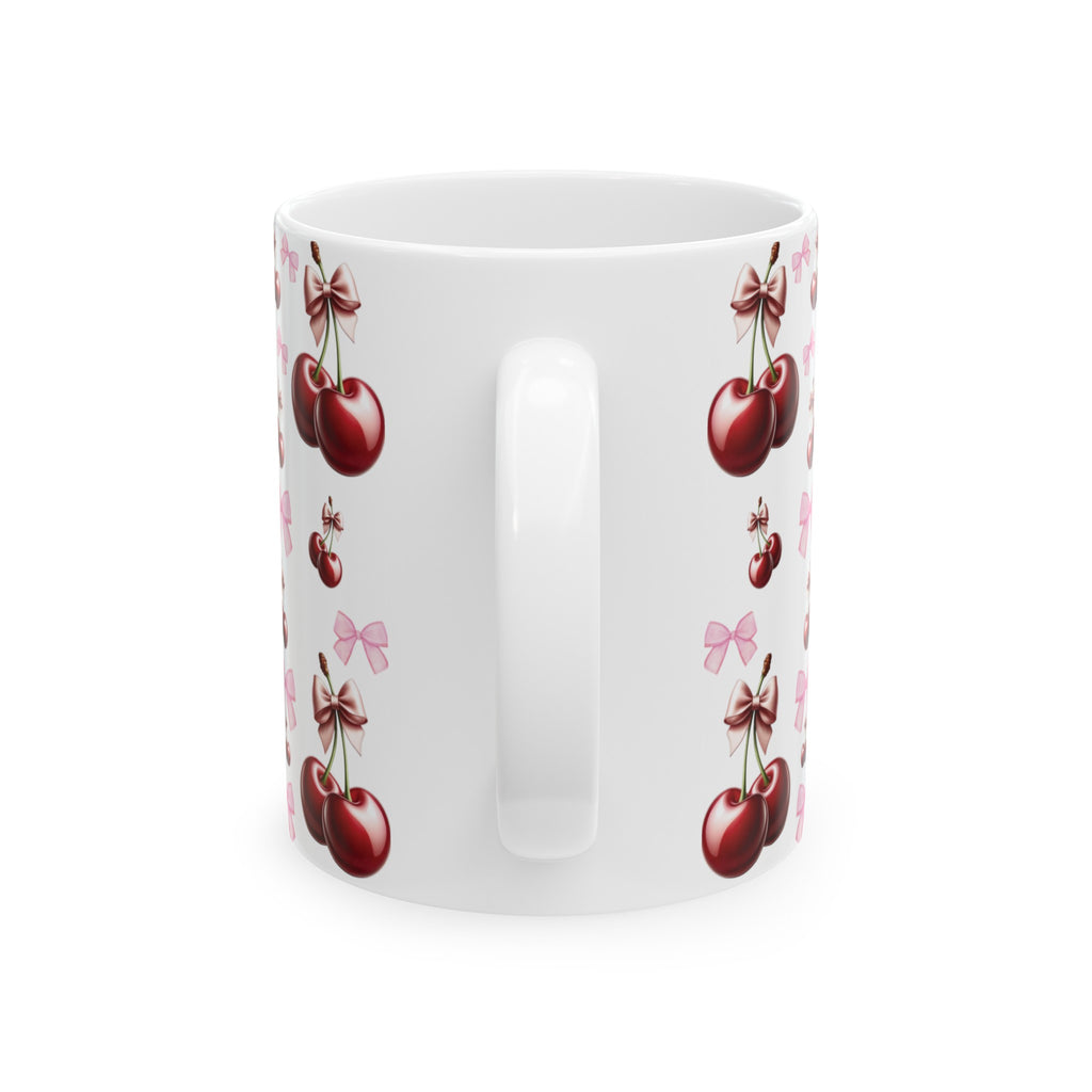 Cherry and Pink Bow Coffee Mugs Perfect for Your Morning Brew | 11 oz & 15 oz Sizes Cute and Stylish Mug for Tea, Cocoa, and More – Unique Gift for Cherry Lovers - MRSBYVALLE