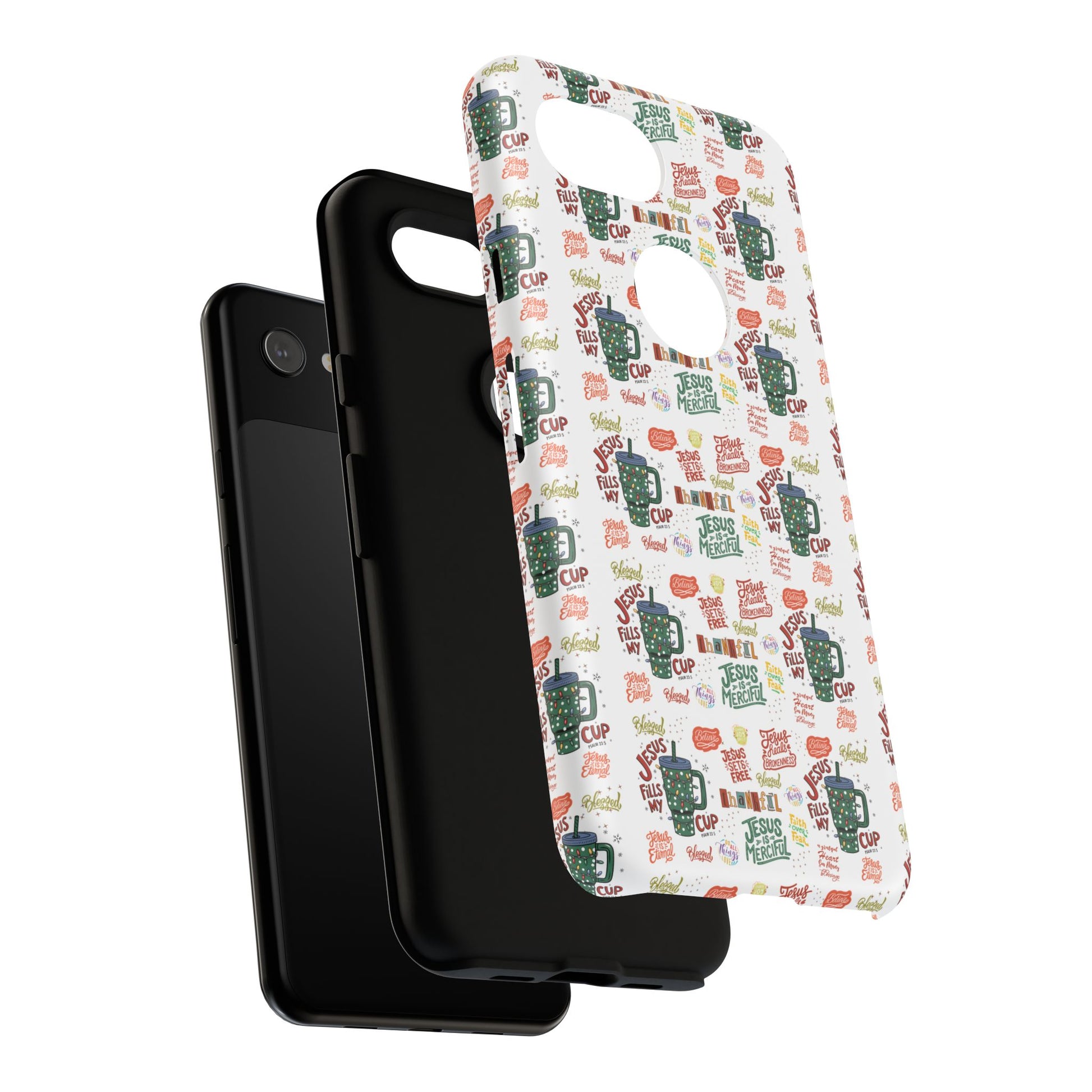 Jesus Fill My Cup Phone Case Cute Floral Design in Red, Pink, Blue – Aesthetic Protective Case for iPhone and  Android