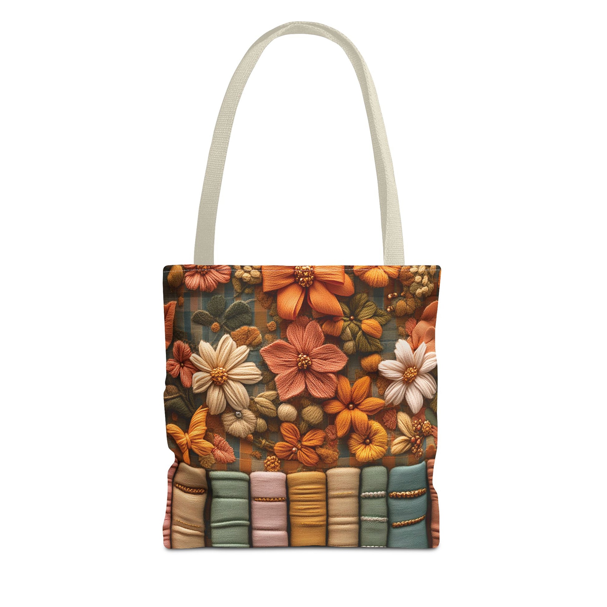 Boho Floral 3D Illusion Tote with Books Design Stylish and Functional Bag for Everyday Use Durable, Reusable, and Perfect for Book Lovers and Boho Enthusiasts Season - MRSBYVALLE
