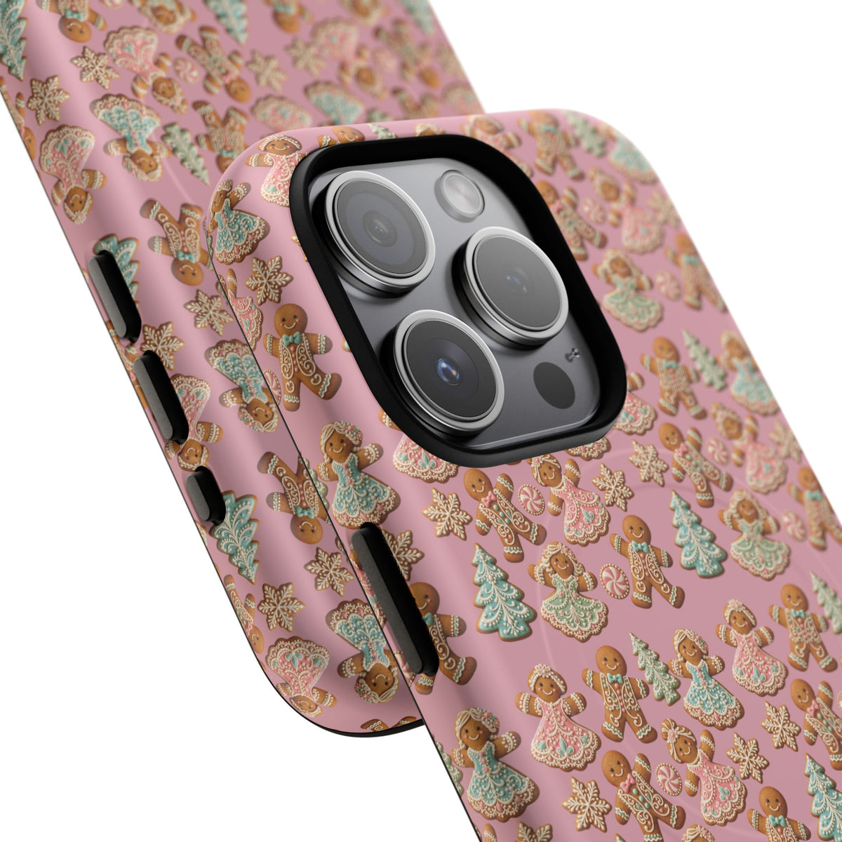 Phone Case — Pink Gingerbread Cookies Pattern Tough Magnetic Case