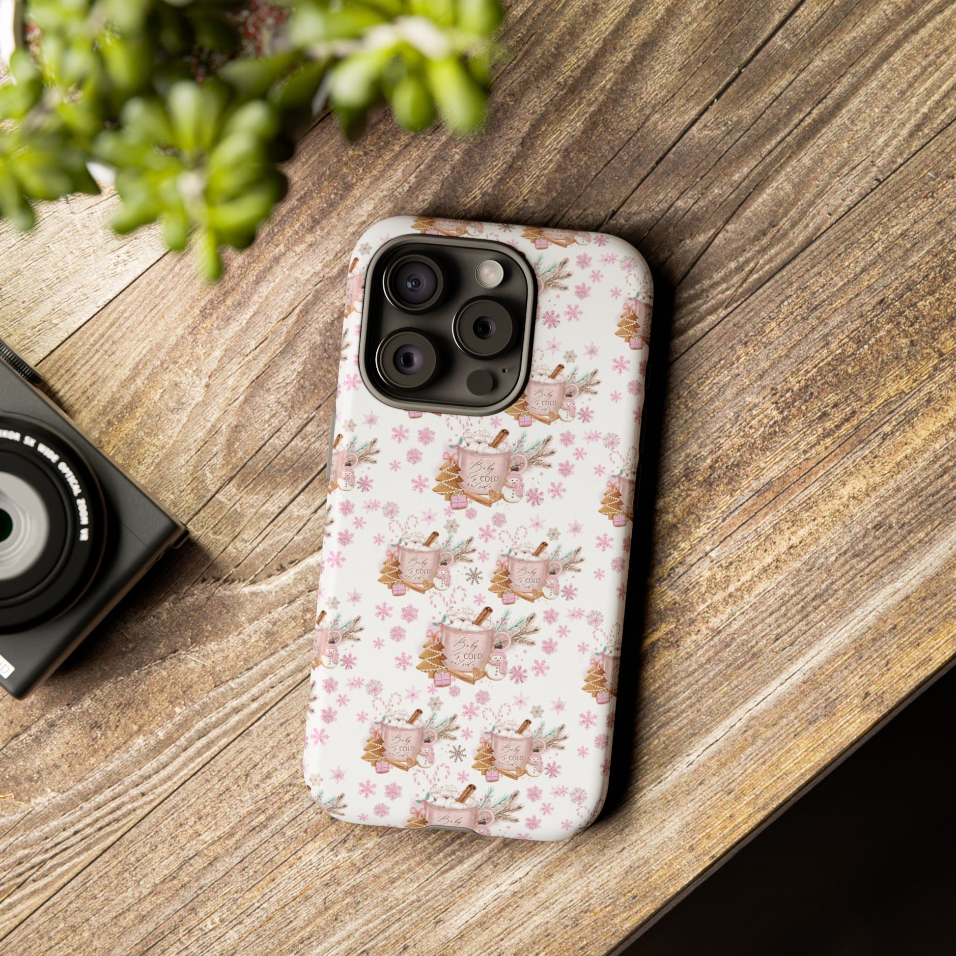 Baby it's Cold Outside Pink and White Phone Case Unique Holiday Protection for Your Device | Stylish & Durable Cover Gift for Her Phone 15, Samsung iPhone Samsung Accessory Gift for Her