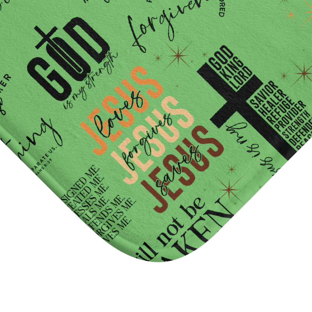 Tapis de bain chrétien avec citations de Jésus et versets bibliques – Antidérapant, absorbant, lavable en machine, mousse à mémoire de forme douce, décoration de foi pour salles de bain à domicile Confort à la maison