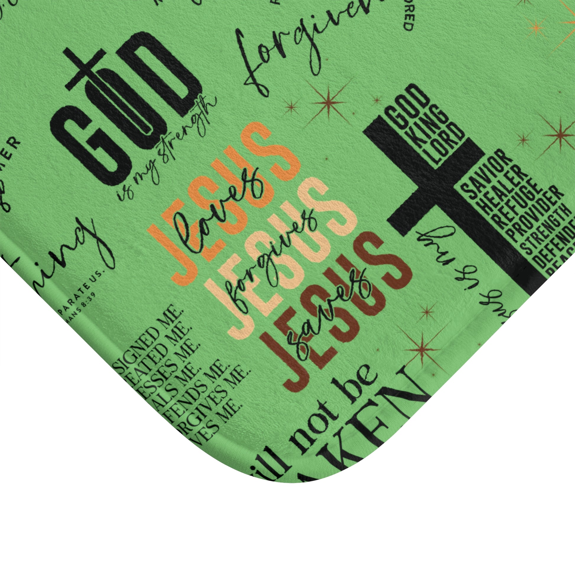 Christian Bath Mat with All-Over Jesus Quotes & Bible Verses – Non-Slip, Absorbent, Machine Washable, Soft Memory Foam, Faith Decor for Home Bathrooms Comfort Home
