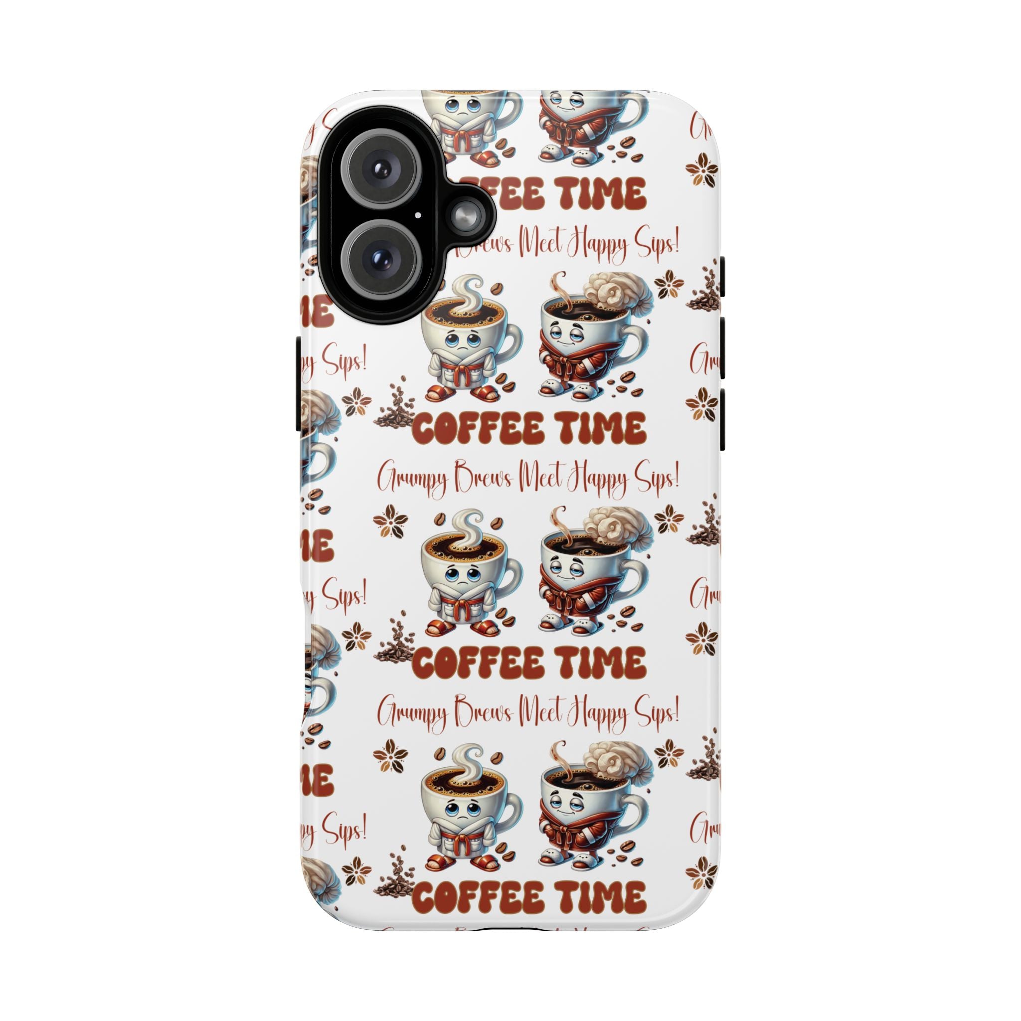 Grumpy Brews Meet Happy Sips Phone Case Compatible with iPhone, Samsung & Pixel | Fun, Durable Protection for Coffee Lovers | Unique Design, Shockproof & Scratch-Resistant Perfect for Coffee Lover - MRSBYVALLE