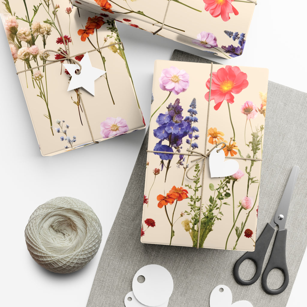 Wildflowers Press Illusion Floral Symphony Timeless Wrapping Paper Perfect for Weddings, Bridal & Baby Showers Eco-Friendly, All Occasion.