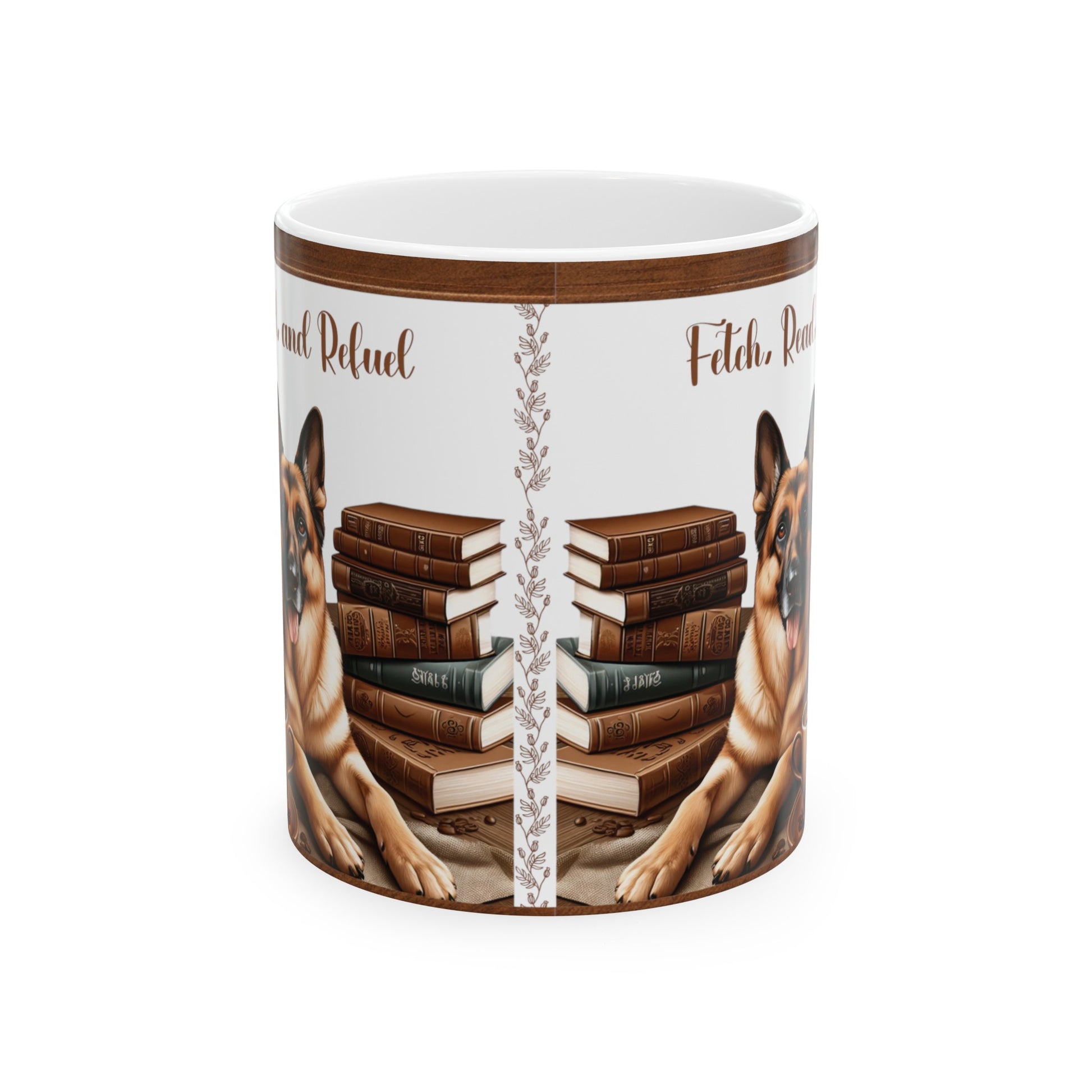 Fetch, Read, and Refuel Ceramic Coffee Mug Perfect for Dog Lovers and Book Enthusiasts | Available in 11 oz & 15 oz Ideal Gift for Cozy Coffee Moments - MRSBYVALLE