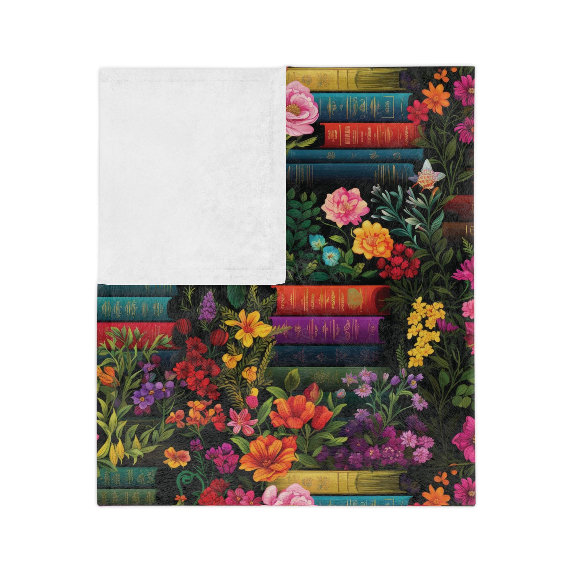 Ultra-Soft Minky Blanket Cozy Comfort Throw Books and Floral Design – Perfect for Reading Nooks and Bedrooms Plush Microfiber for Maximum Comfort Blanket, Perfect for Snuggling Decor, Cozy All-Season Warmth,Housewarming Gift Throw - MRSBYVALLE