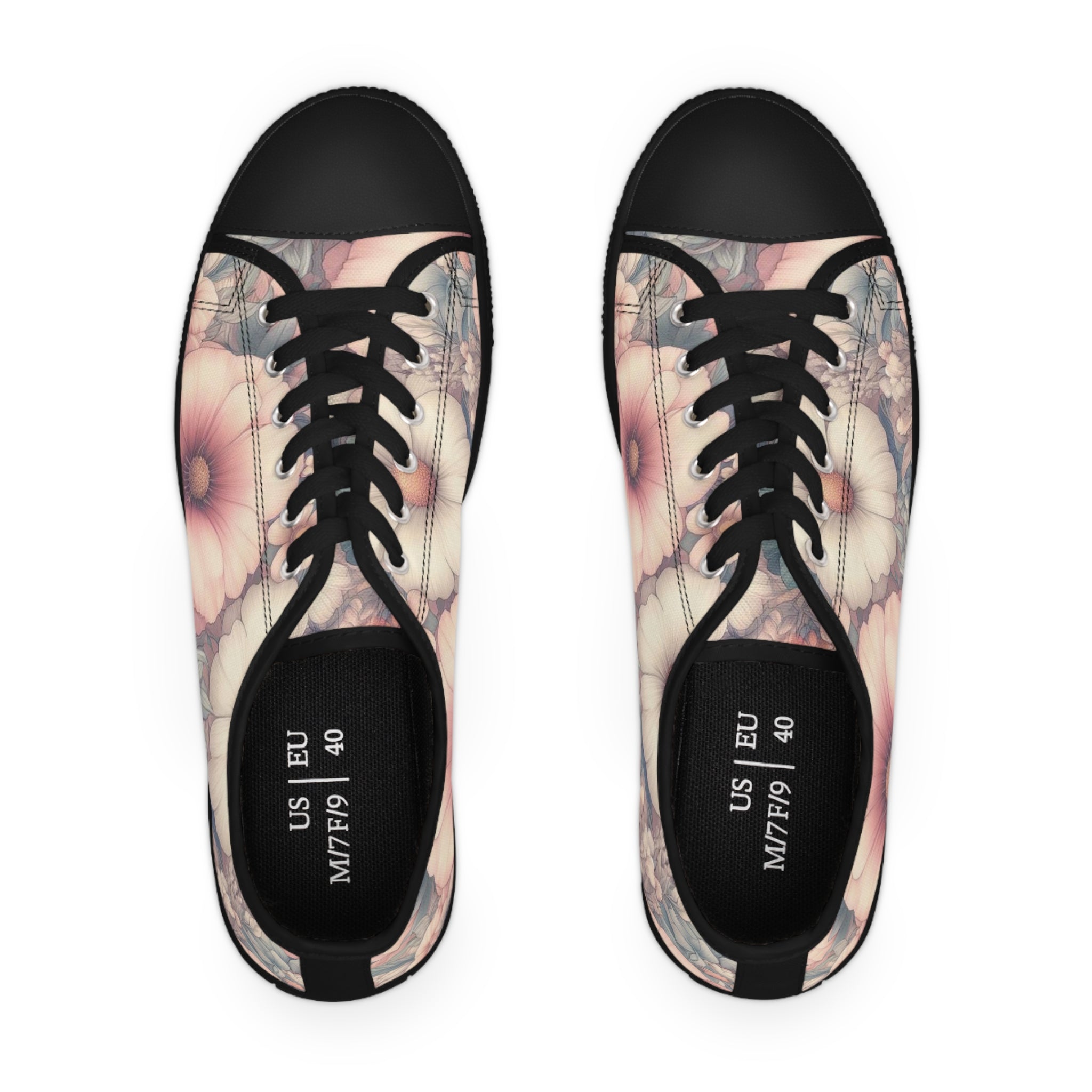 Floral Women's Low Top Sneakers Breathable Polyester Canvas, Lightweight Stylish Floral Pastel Design, Comfortable All-Day Wear, Perfect for Walking and Everyday Activities - MRSBYVALLE