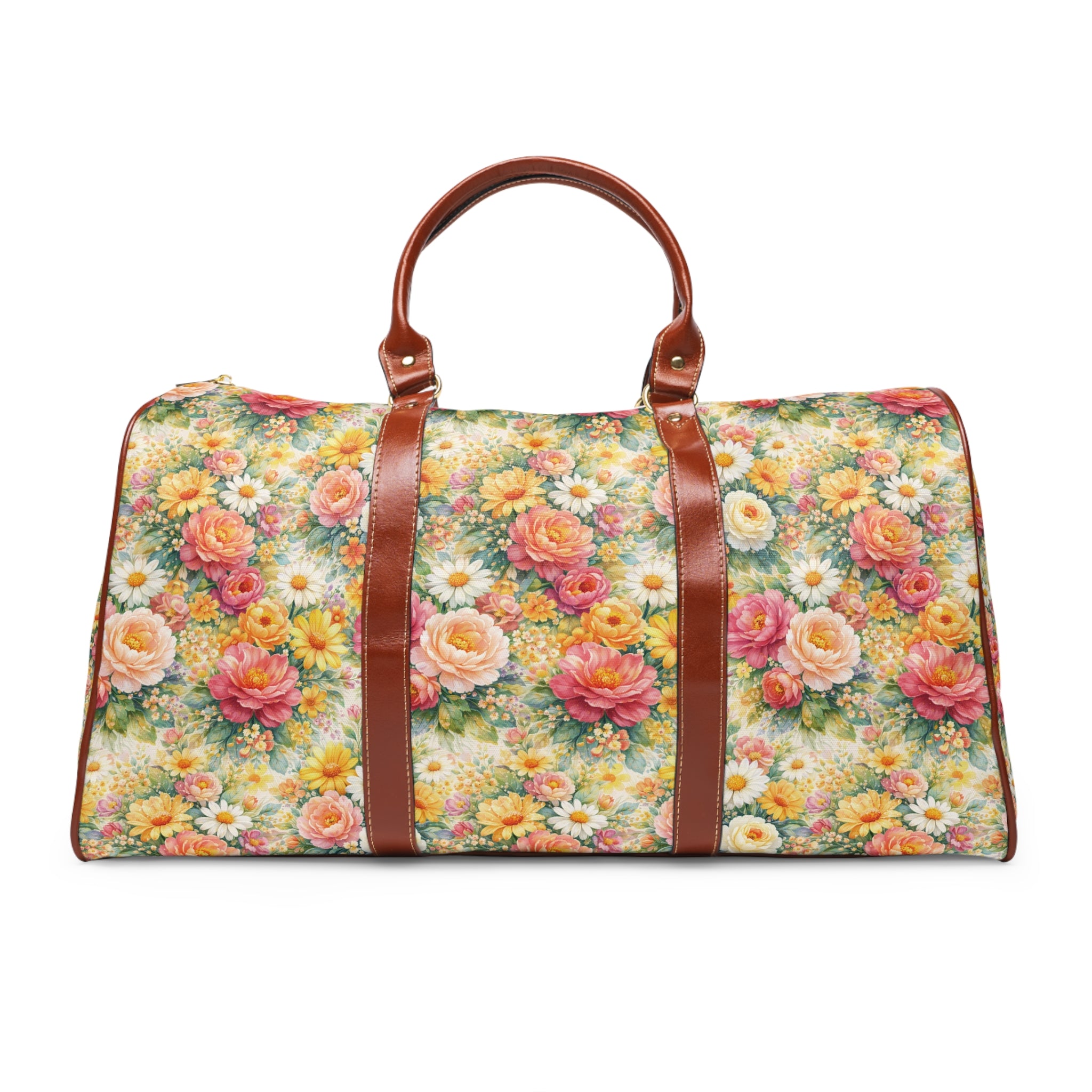 Sac de voyage étanche — Jardin botanique luxuriant et sauvage rose et jaune