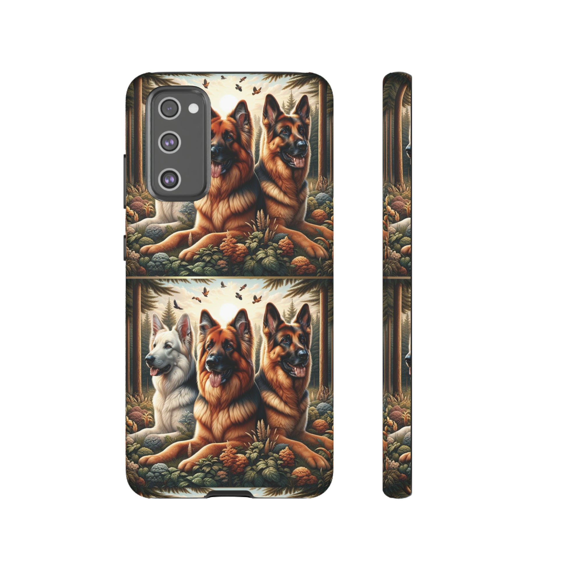 German Shepherd Phone Tough Case Floral Elegant Durable Dog Lover Devices iPhone 15, Samsung iPhone Samsung Accessory Gift for Her.