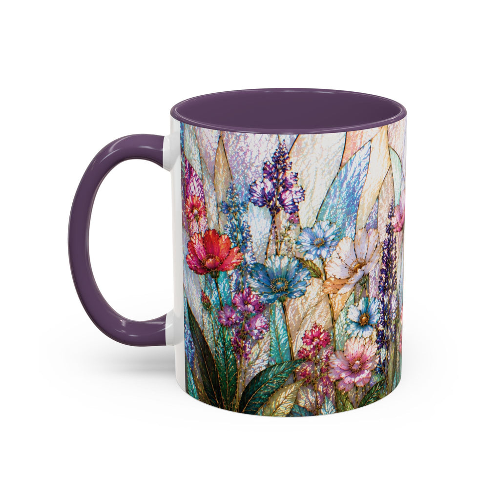 Wildflower Watercolor Coffee Mug Vibrant Wildflower Accent 11/15oz Stain Glass Illusion