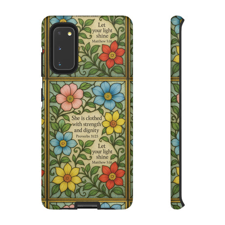 Pastel Floral Stained Glass Bible Verse Phone Case Christian Affirmation, Soft Faith Design, iPhone Samsung Google, Inspirational Gift for HerGift for Christians