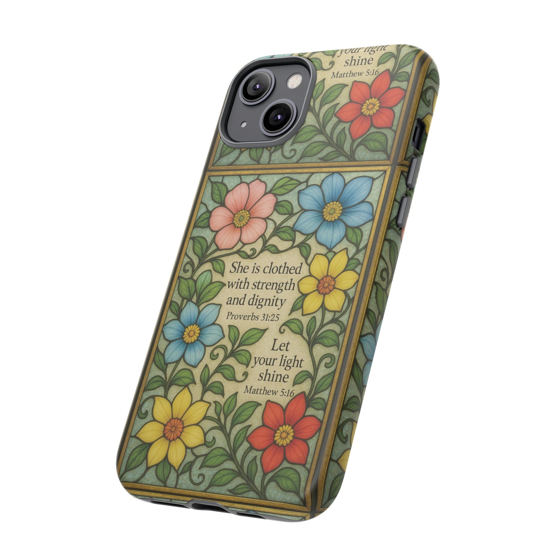 Pastel Floral Stained Glass Bible Verse Phone Case Christian Affirmation, Soft Faith Design, iPhone Samsung Google, Inspirational Gift for HerGift for Christians
