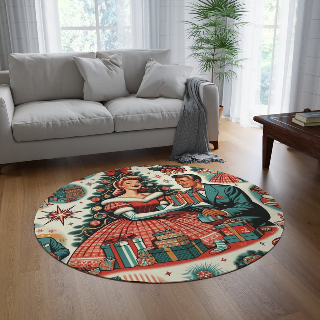 Mid-Century Mosaic Round Rug 50s Franciscan Starburst & Kitsch Charm Bedrooms, Hallways, and Home Offices Featuring Luxurious Design interior Livingroom - MRSBYVALLE