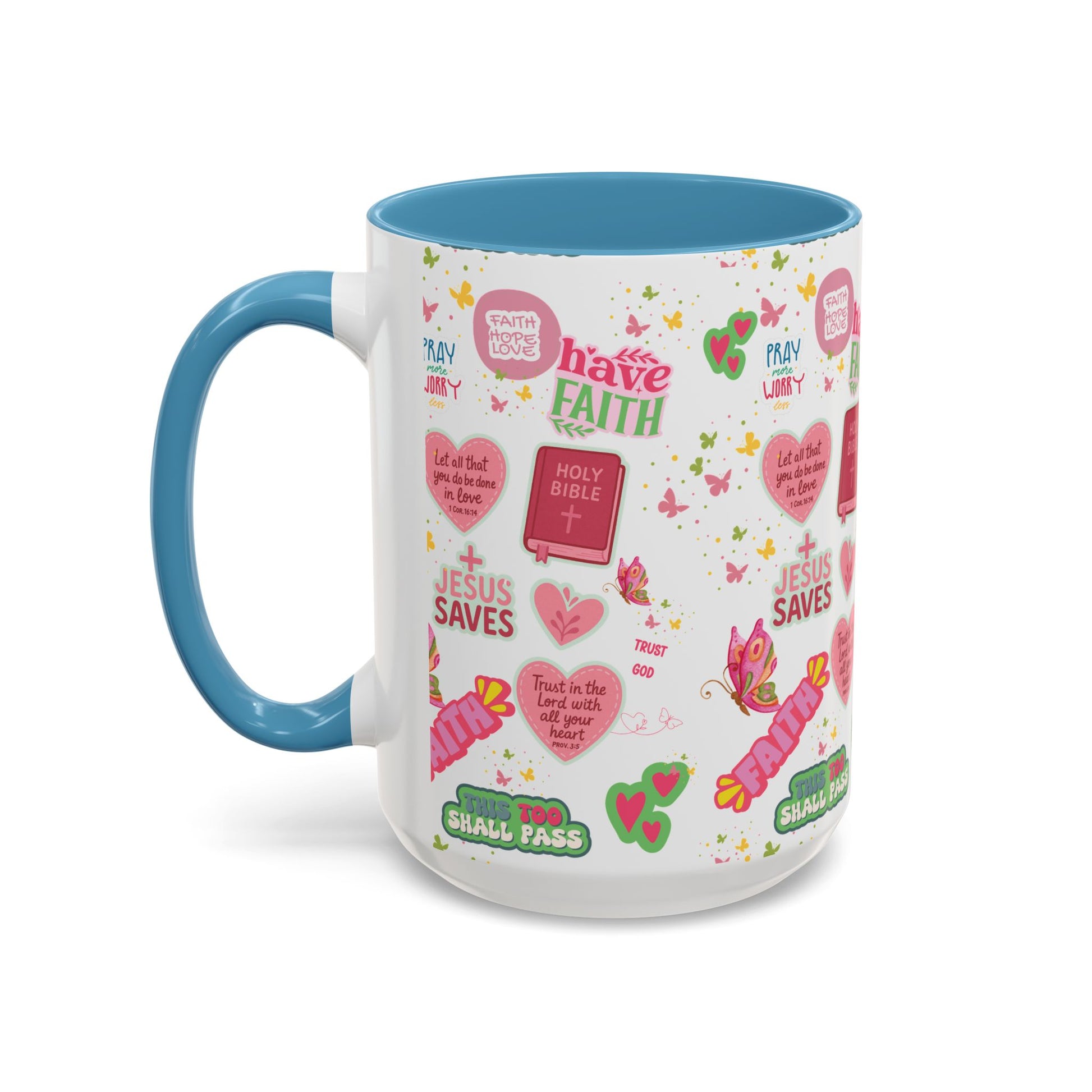 Start Your Day with Faith | Christian Mug with Bible Verse | Inspirational Gift for Christians | 11oz and 15oz Ceramic Coffee Mug Cozy Spring Mornings