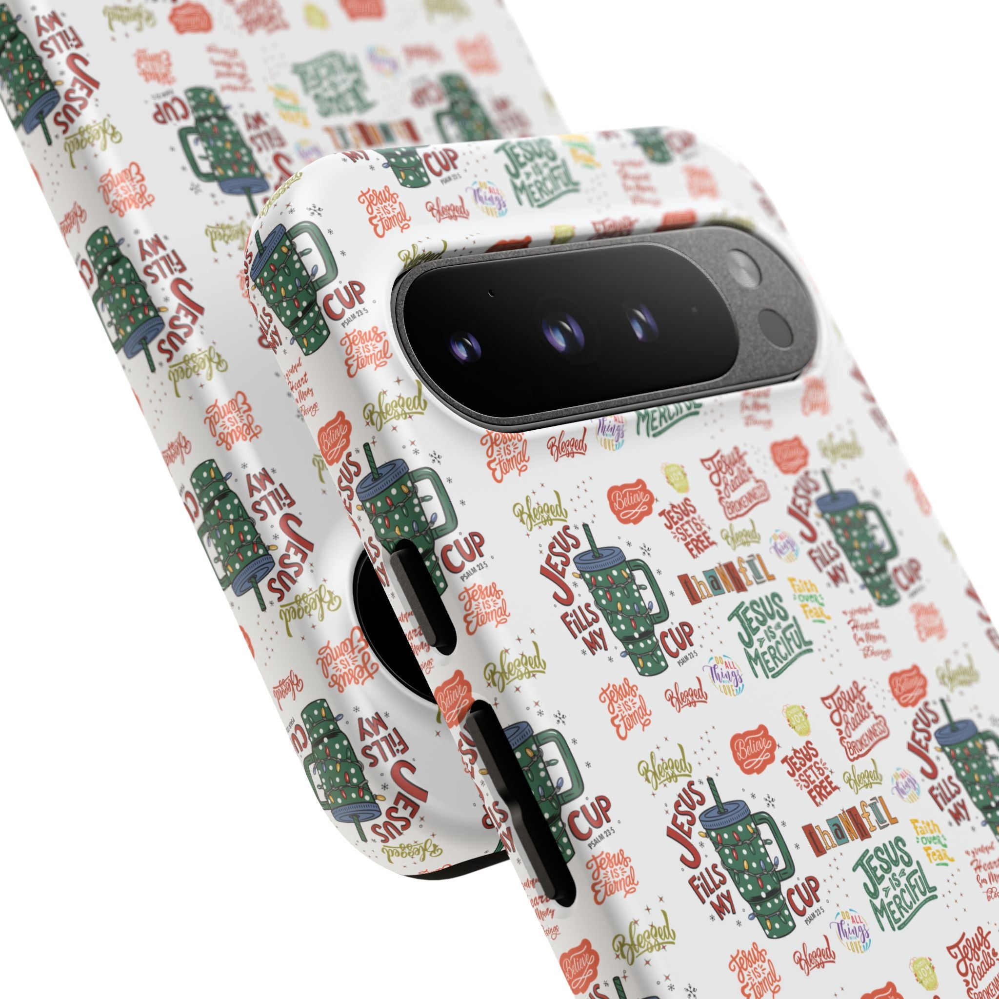 Jesus Fill My Cup Phone Case Cute Floral Design in Red, Pink, Blue – Aesthetic Protective Case for iPhone and  Android