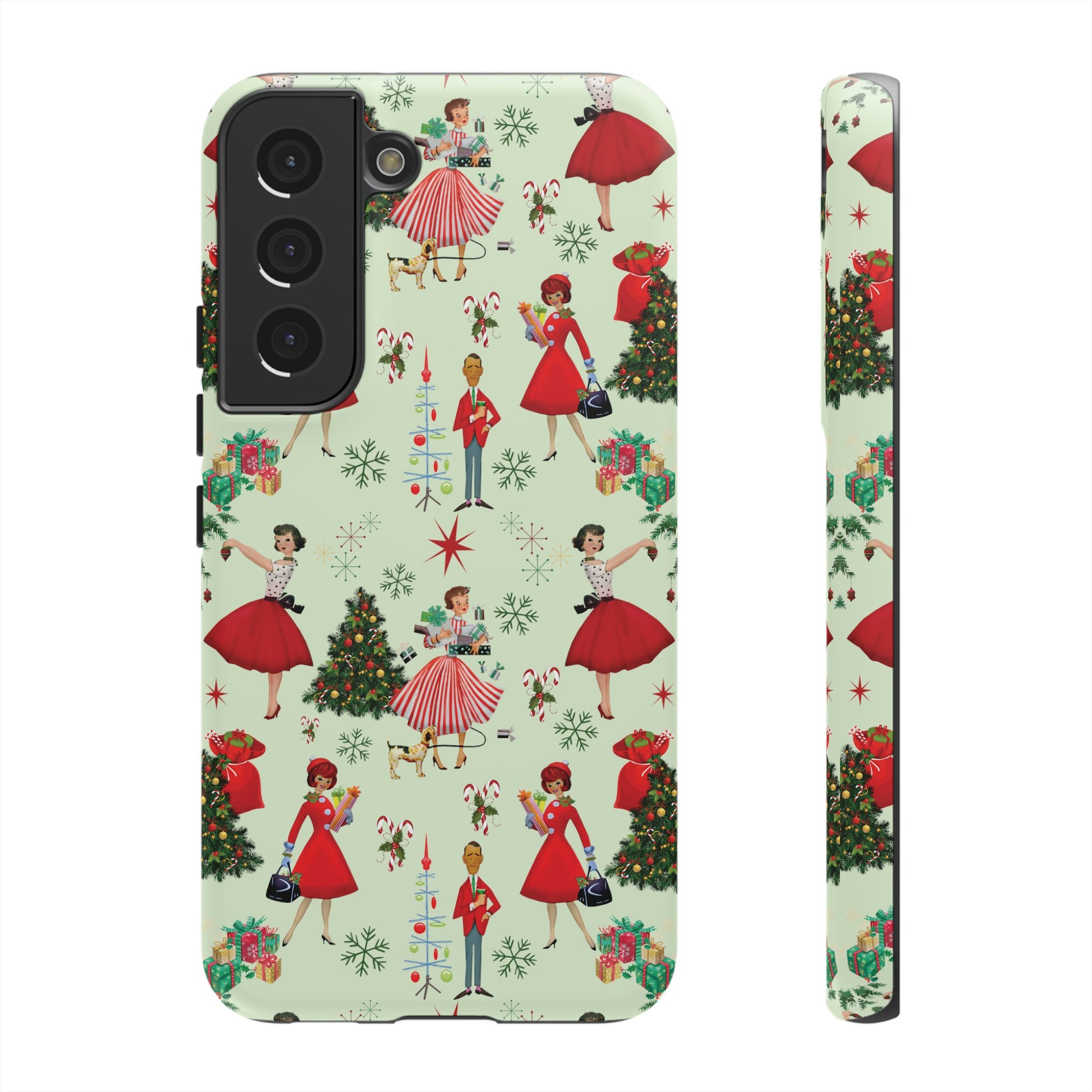 1950s Vintage Phone Case - Retro Christmas Design | Unique Holiday Protection for Your Device | Stylish & Durable Cover Gift for Her Phone 15, Samsung iPhone Samsung Accessory Gift for Her