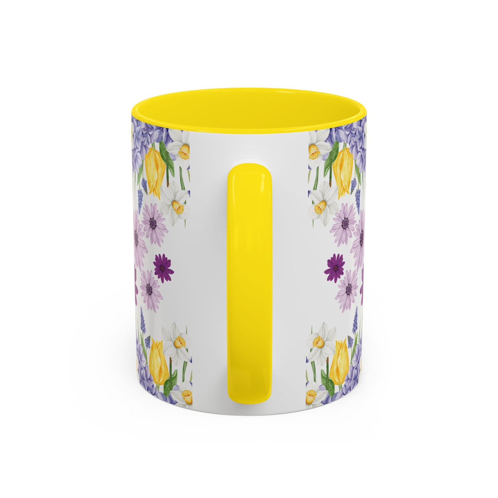 Botanical Floral Mug  Lavender & Yellow Flowers, Ceramic 11oz & 15oz Cup, Ideal Gift for Coffee Lovers, Mother's Day, or Cozy Spring Mornings