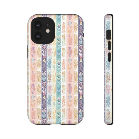 Boho Pastel Feathers Modern Watercolor Abstract Phone Case Compatible with iPhone, Samsung & More - Stylish, Durable Protection with Vibrant Artistic Design Perfect Gift for Her