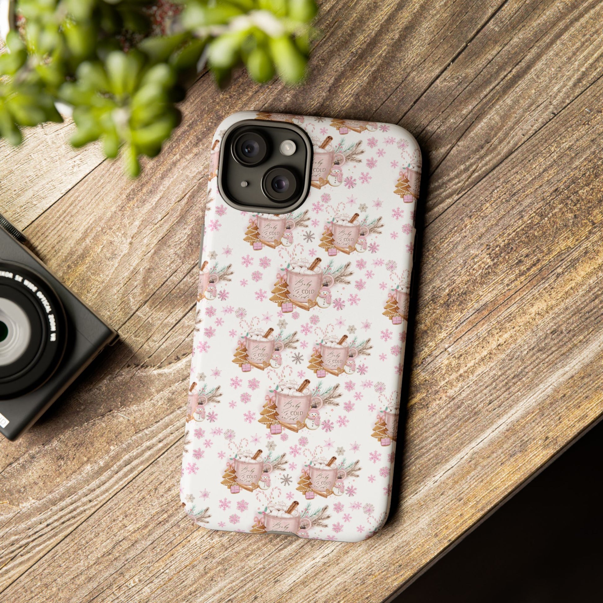 Baby it's Cold Outside Pink and White Phone Case Unique Holiday Protection for Your Device | Stylish & Durable Cover Gift for Her Phone 15, Samsung iPhone Samsung Accessory Gift for Her