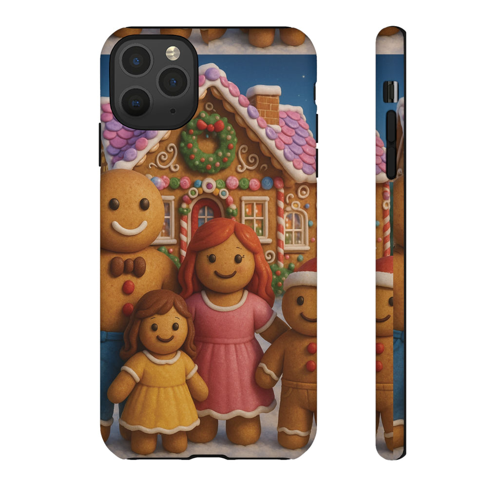 Coque de téléphone esthétique Famille en Pain d'Épices – Design d'inspiration vintage sur le thème de Noël – Étui stylé pour modèles iPhone et Samsung Galaxy